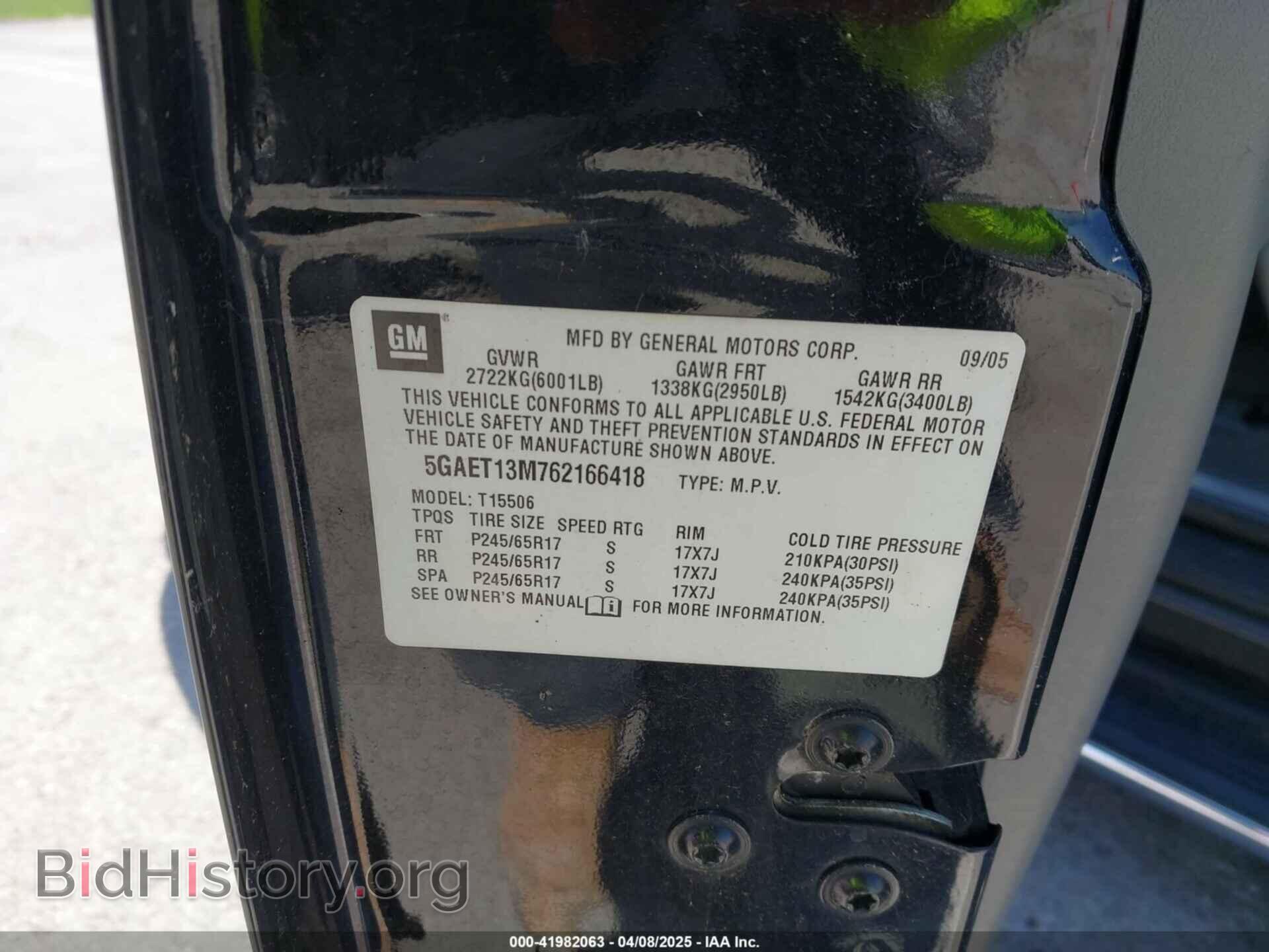 2006 BUICK RAINIER - VIN: 5GAET13M762166418 - Фото 9