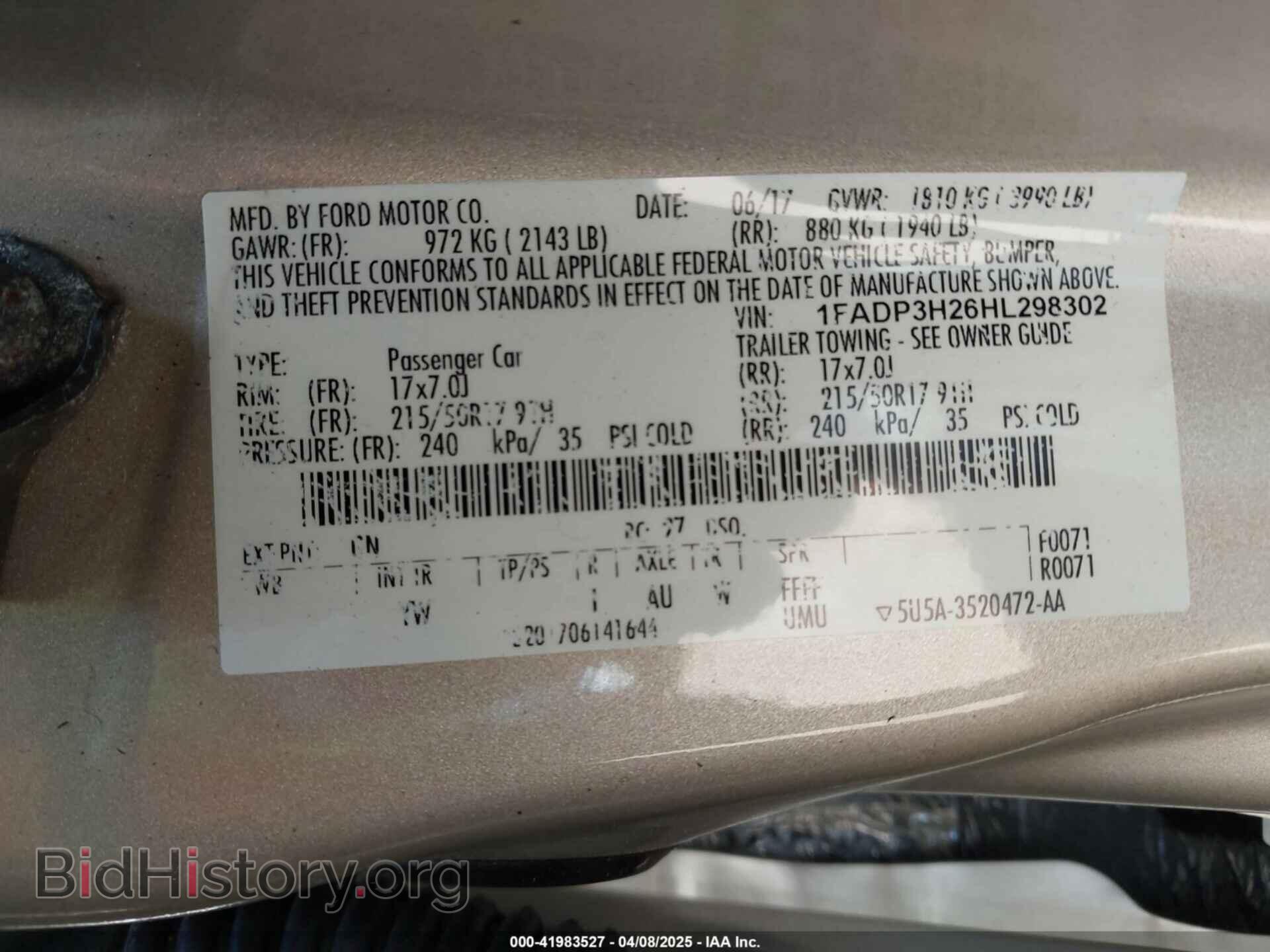 2017 FORD FOCUS - VIN: 1FADP3H26HL298302 - Фото 9