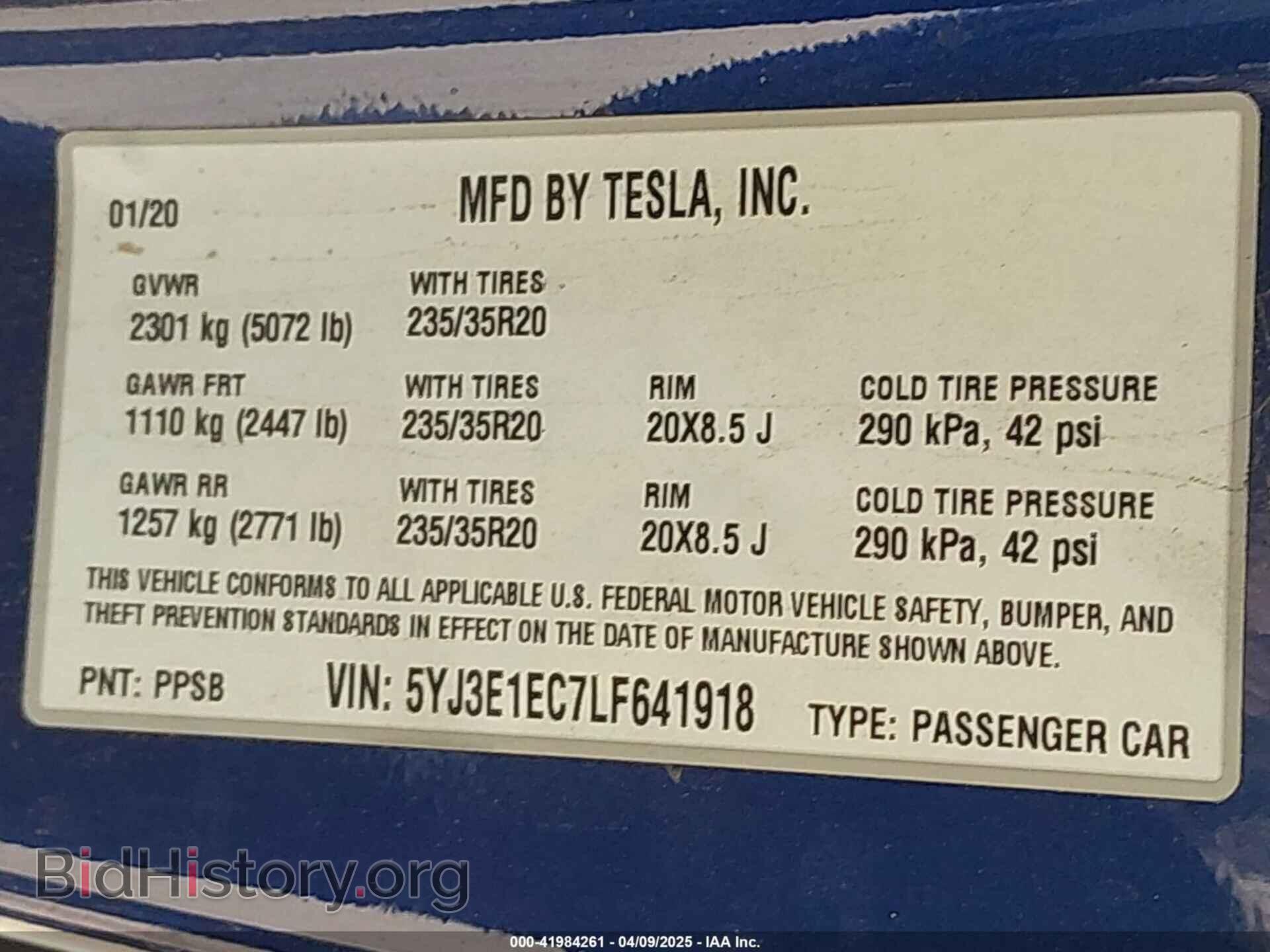 2020 TESLA MODEL 3 - VIN: 5YJ3E1EC7LF641918 - Фото 9