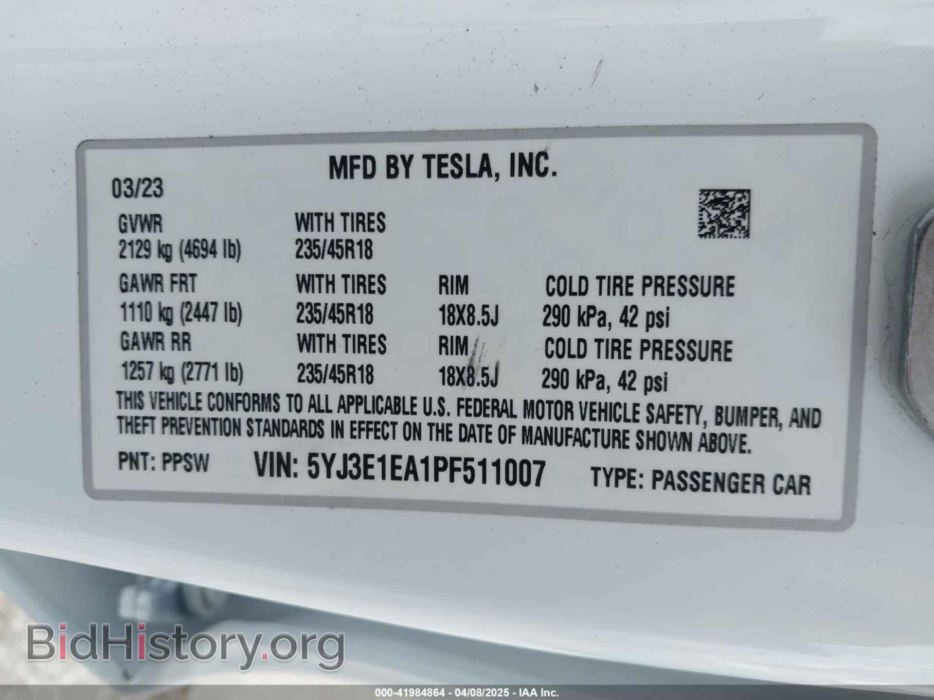 2023 TESLA MODEL 3 - VIN: 5YJ3E1EA1PF511007 - Фото 9