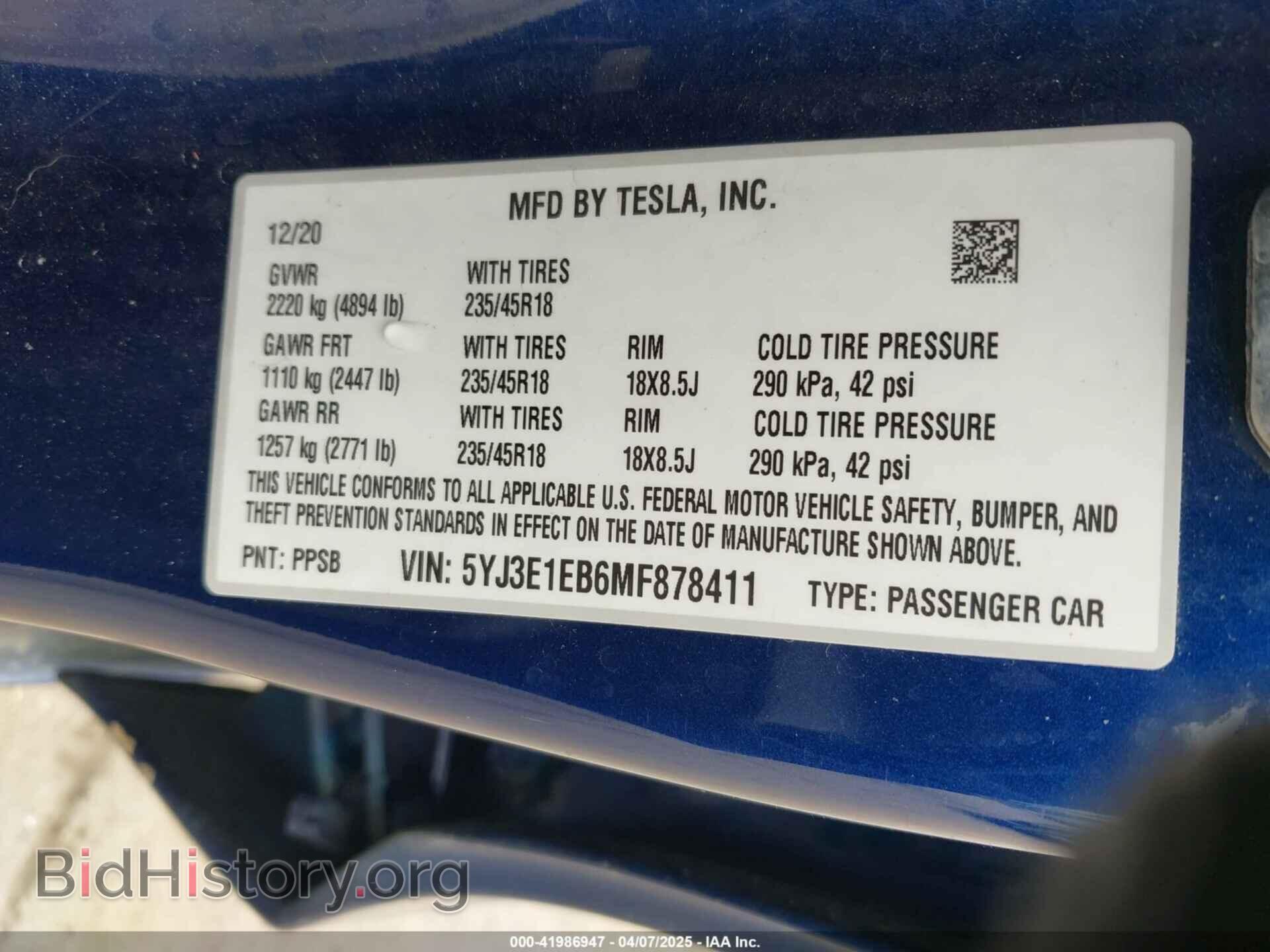2021 TESLA MODEL 3 - VIN: 5YJ3E1EB6MF878411 - Photo 9