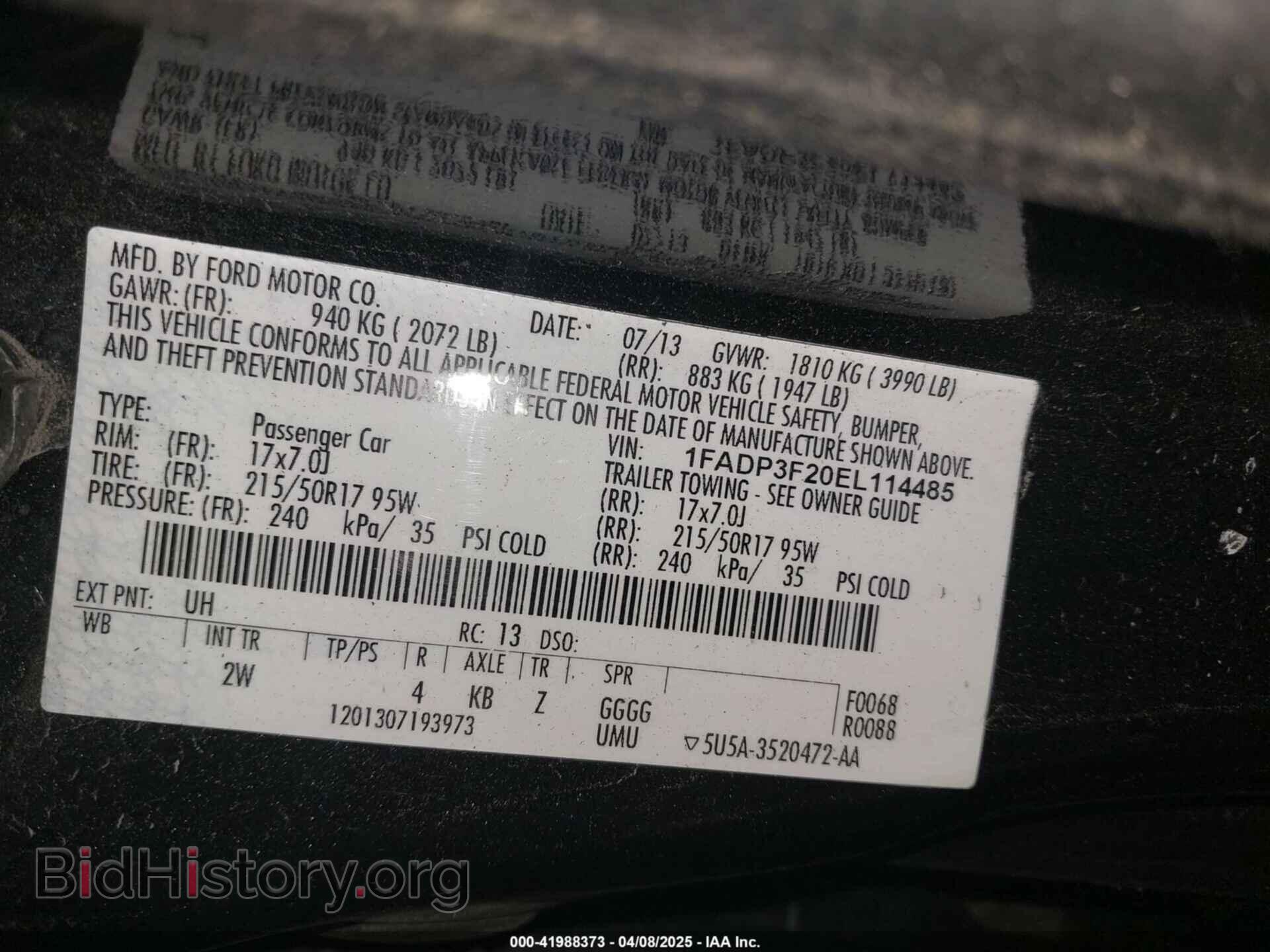 2014 FORD FOCUS - VIN: 1FADP3F20EL114485 - Фото 9