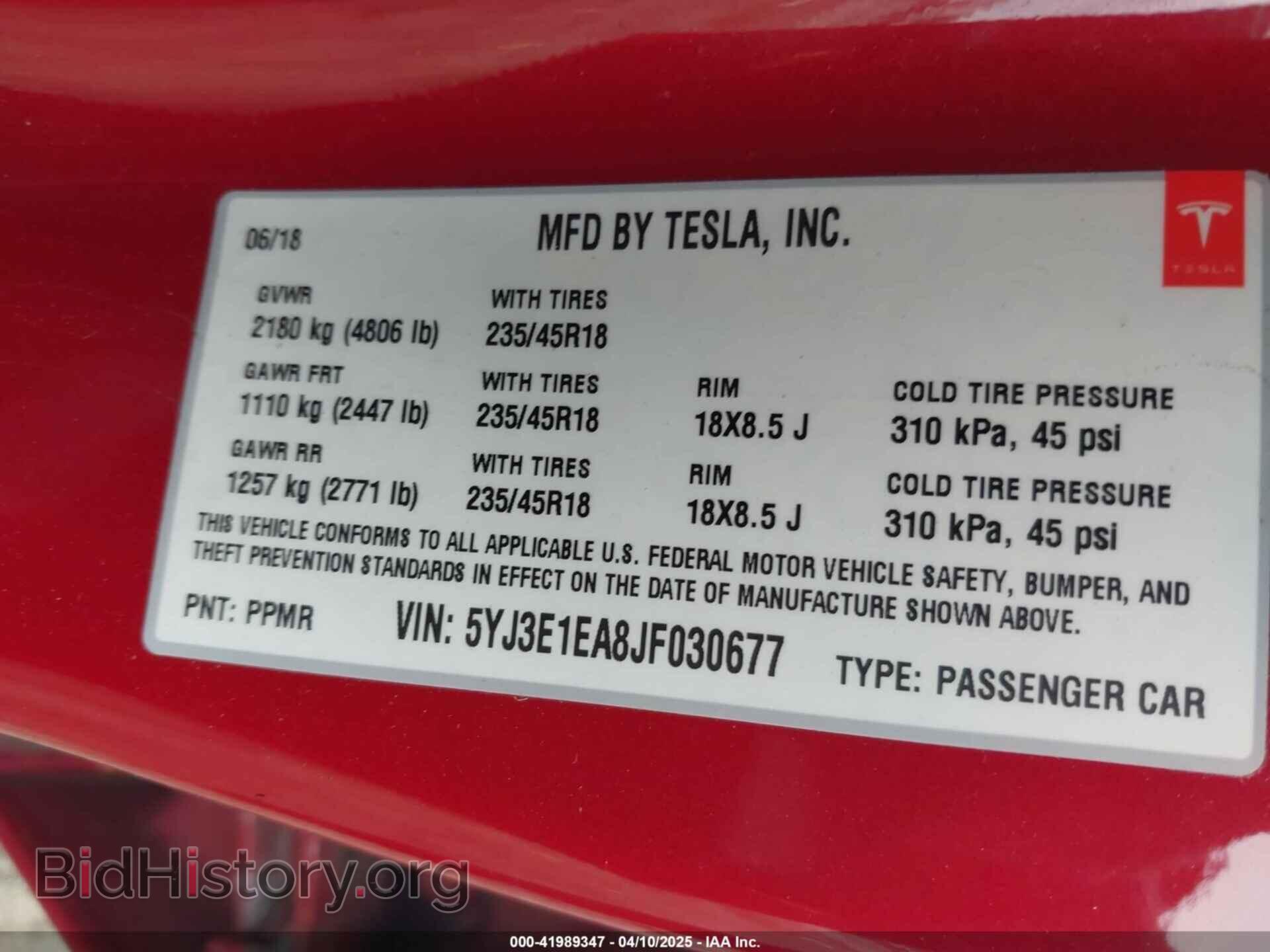 2018 TESLA MODEL 3 - VIN: 5YJ3E1EA8JF030677 - Photo 9