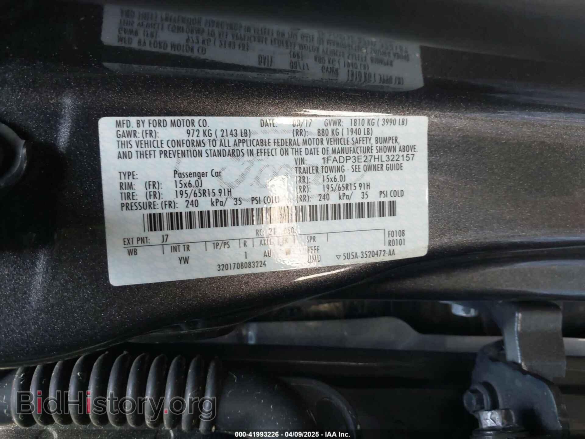 2017 FORD FOCUS - VIN: 1FADP3E27HL322157 - Фото 9