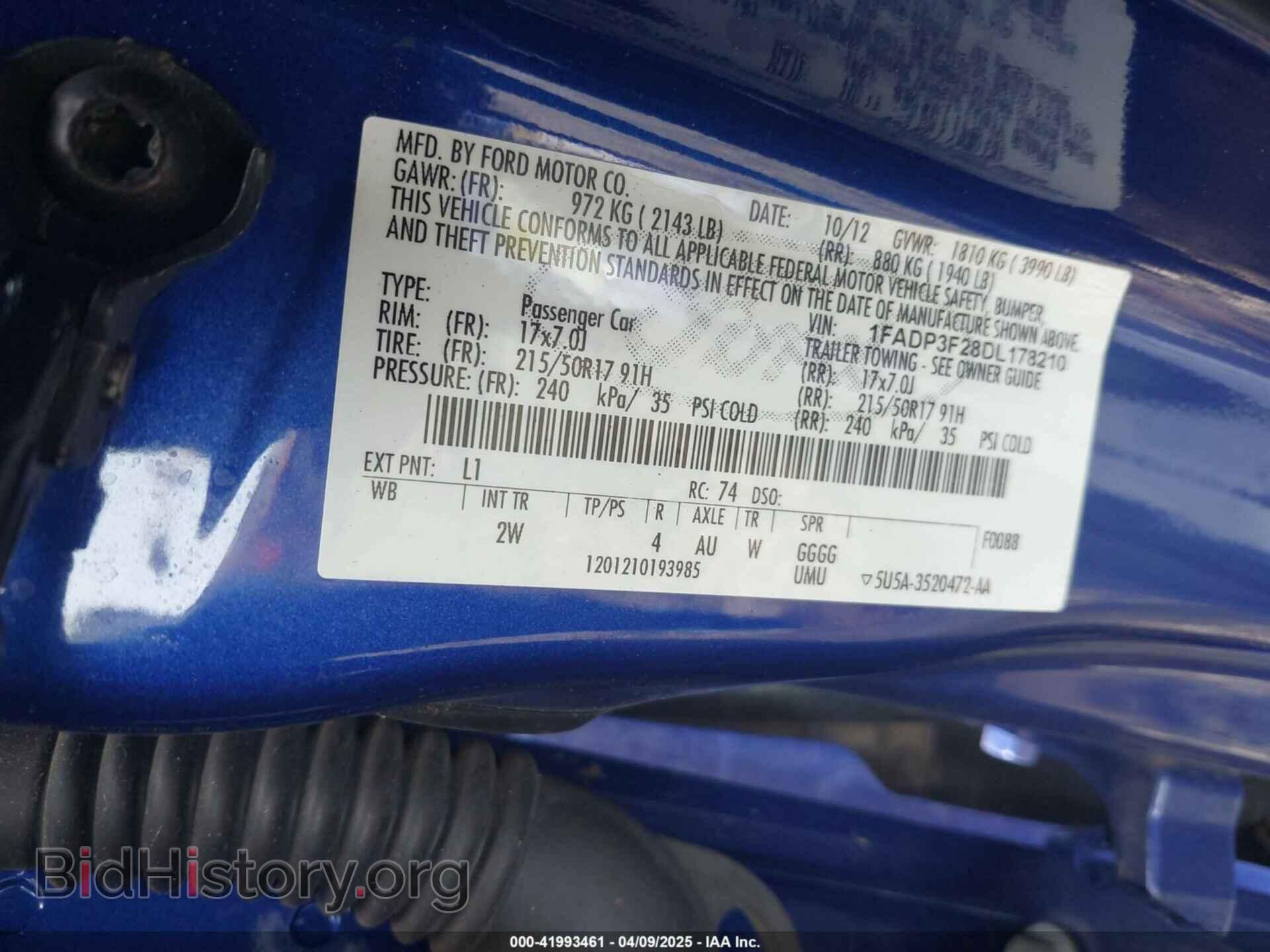 2013 FORD FOCUS - VIN: 1FADP3F28DL178210 - Фото 9