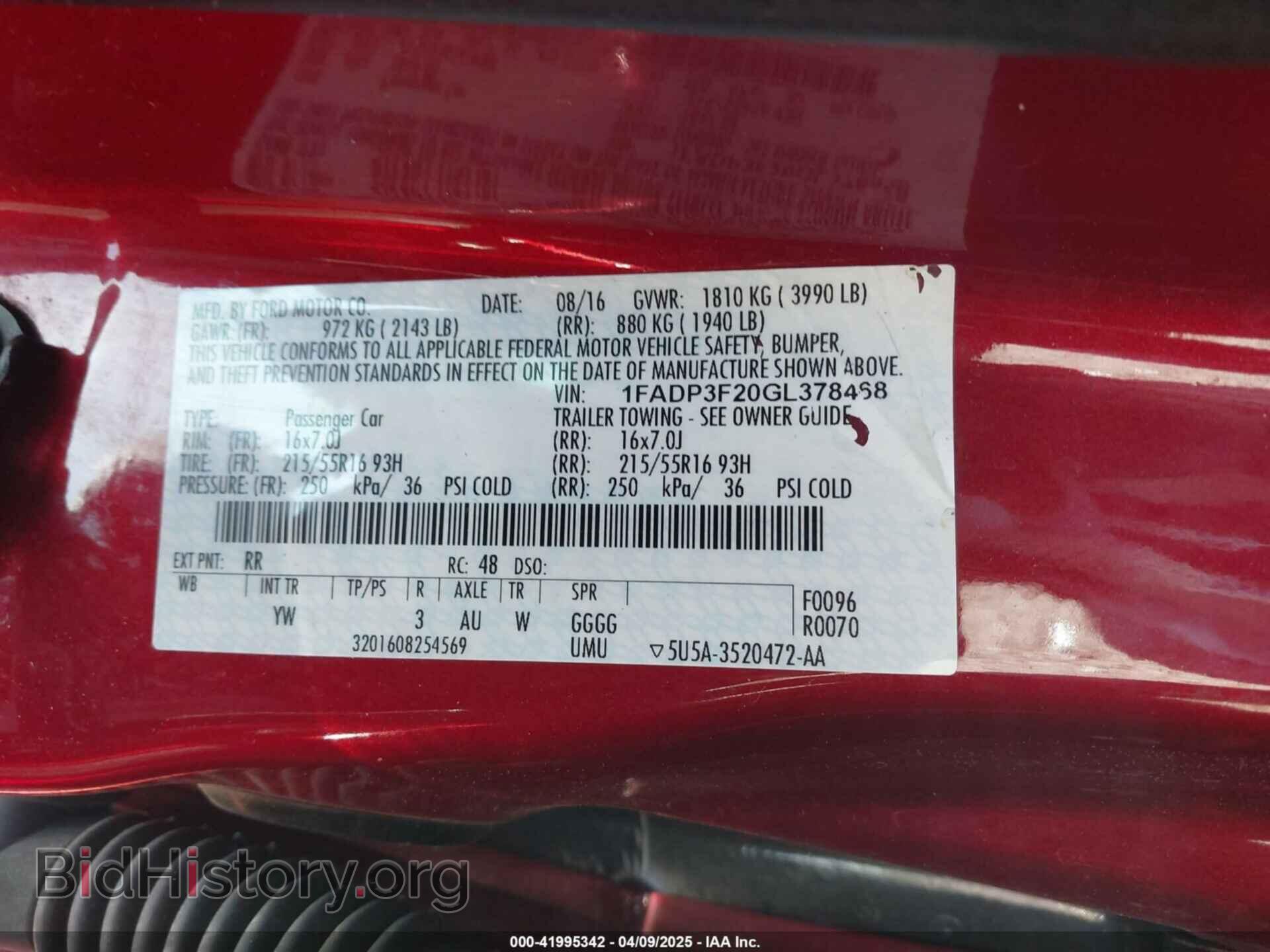 2016 FORD FOCUS - VIN: 1FADP3F20GL378468 - Фото 9