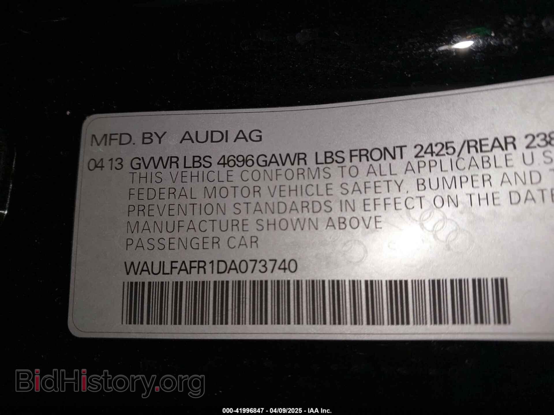 2013 AUDI A5 - VIN: WAULFAFR1DA073740 - Фото 9