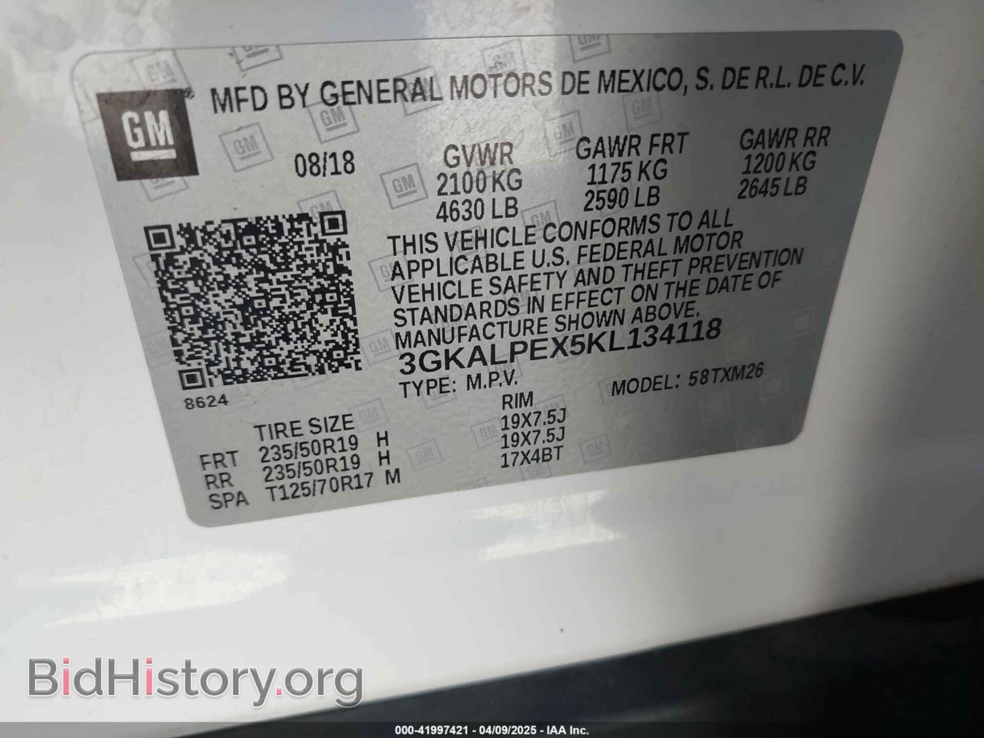 2019 GMC TERRAIN - VIN: 3GKALPEX5KL134118 - Фото 9