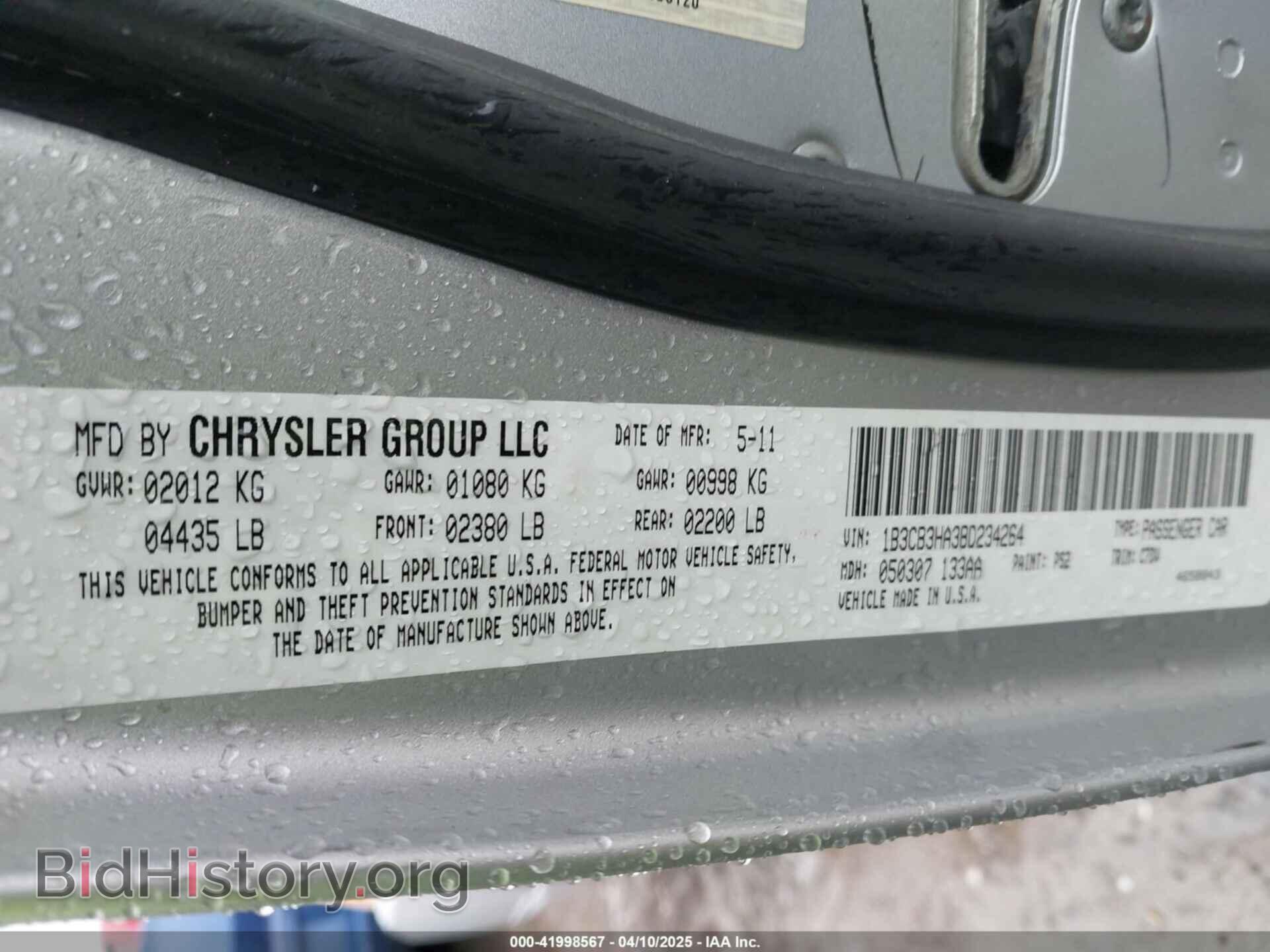 2011 DODGE CALIBER - VIN: 1B3CB3HA3BD234264 - Фото 9