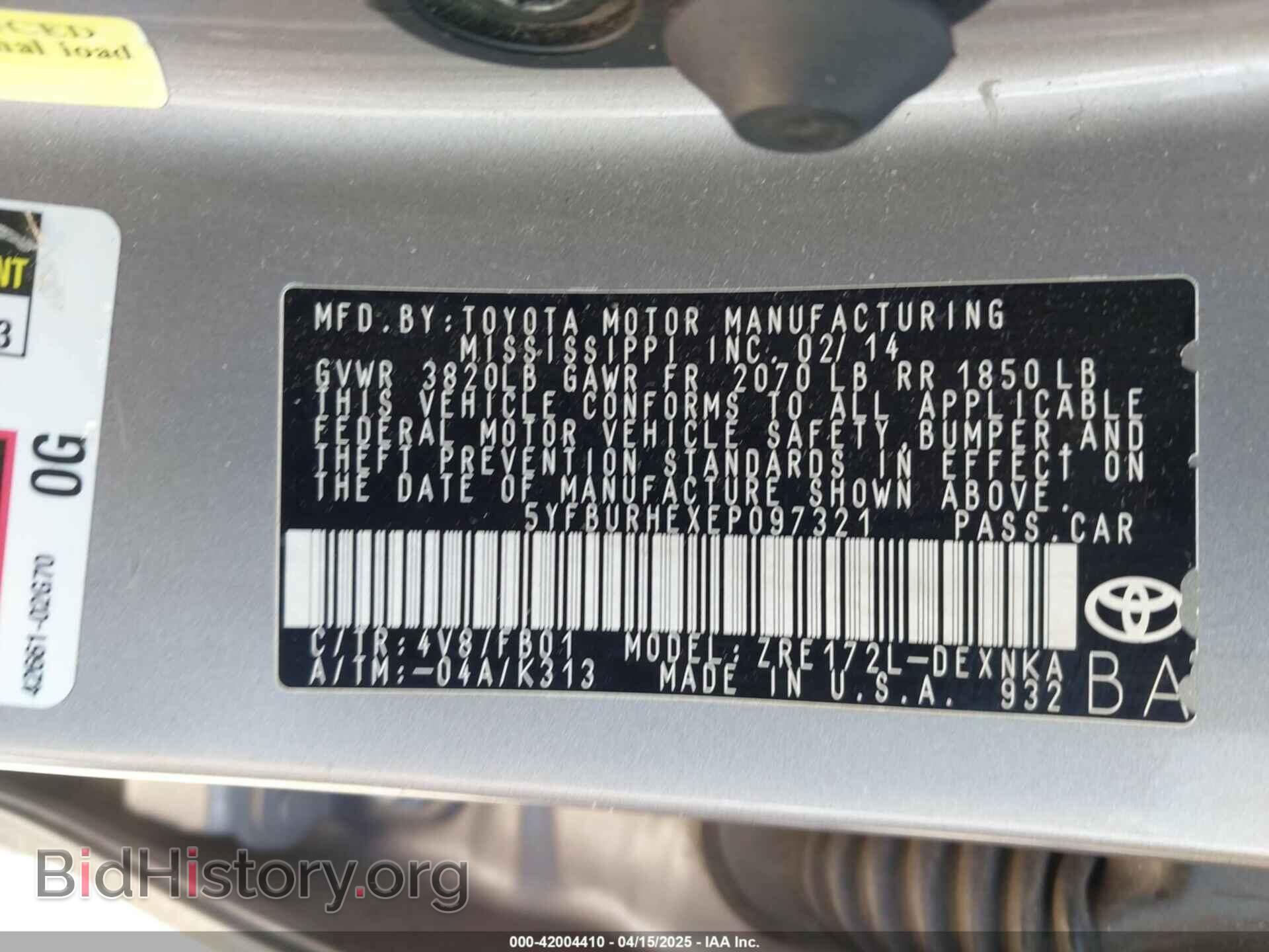 2014 TOYOTA COROLLA - VIN: 5YFBURHEXEP097321 - Photo 9