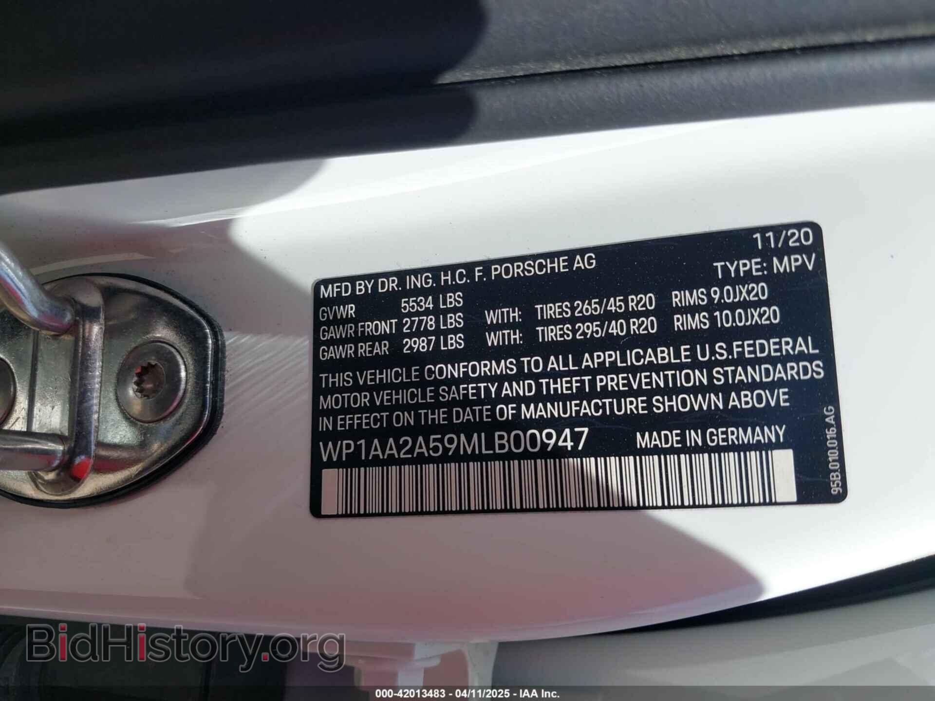 2021 PORSCHE MACAN - VIN: WP1AA2A59MLB00947 - Фото 9