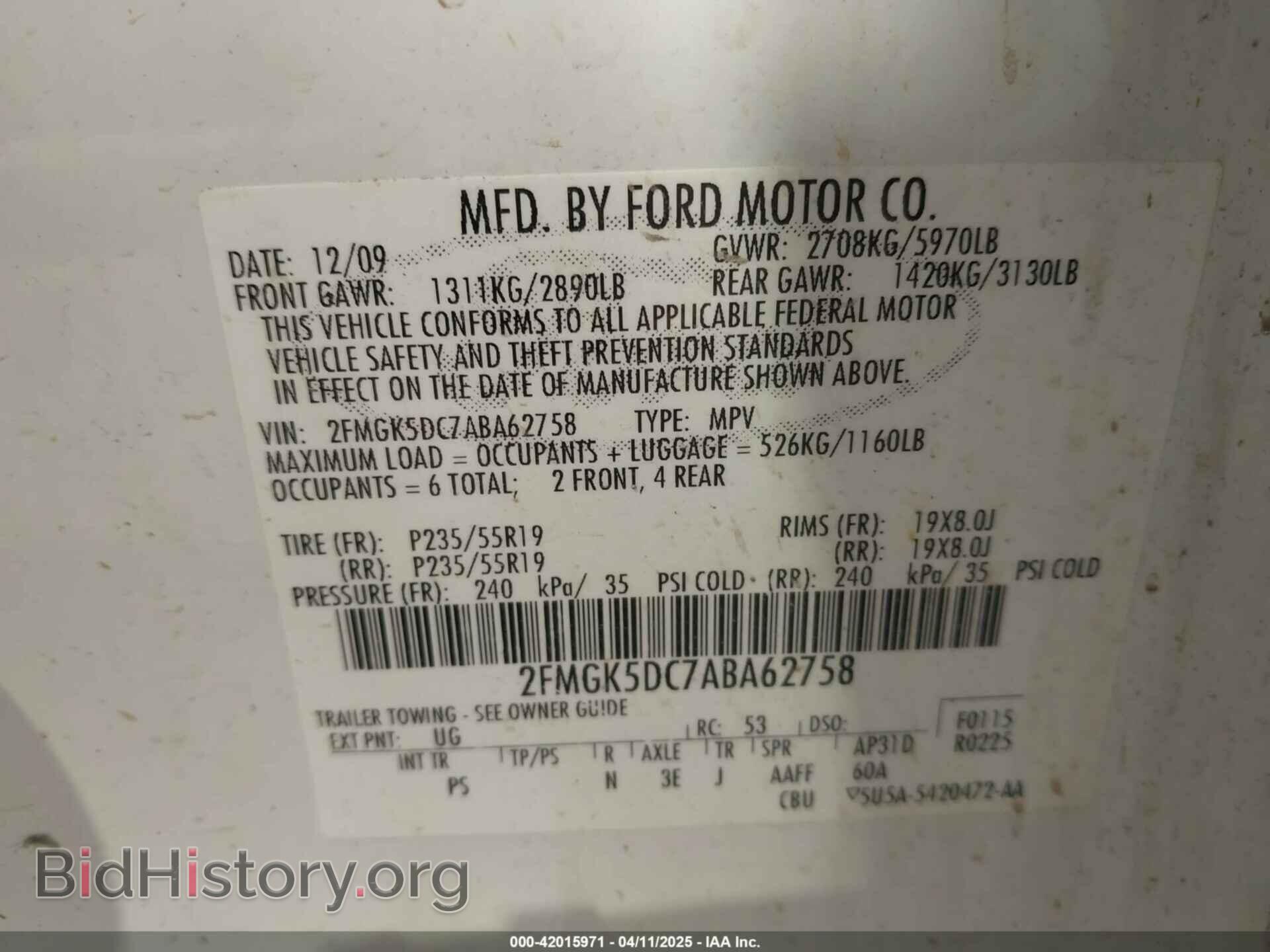 2010 FORD FLEX - VIN: 2FMGK5DC7ABA62758 - Photo 9