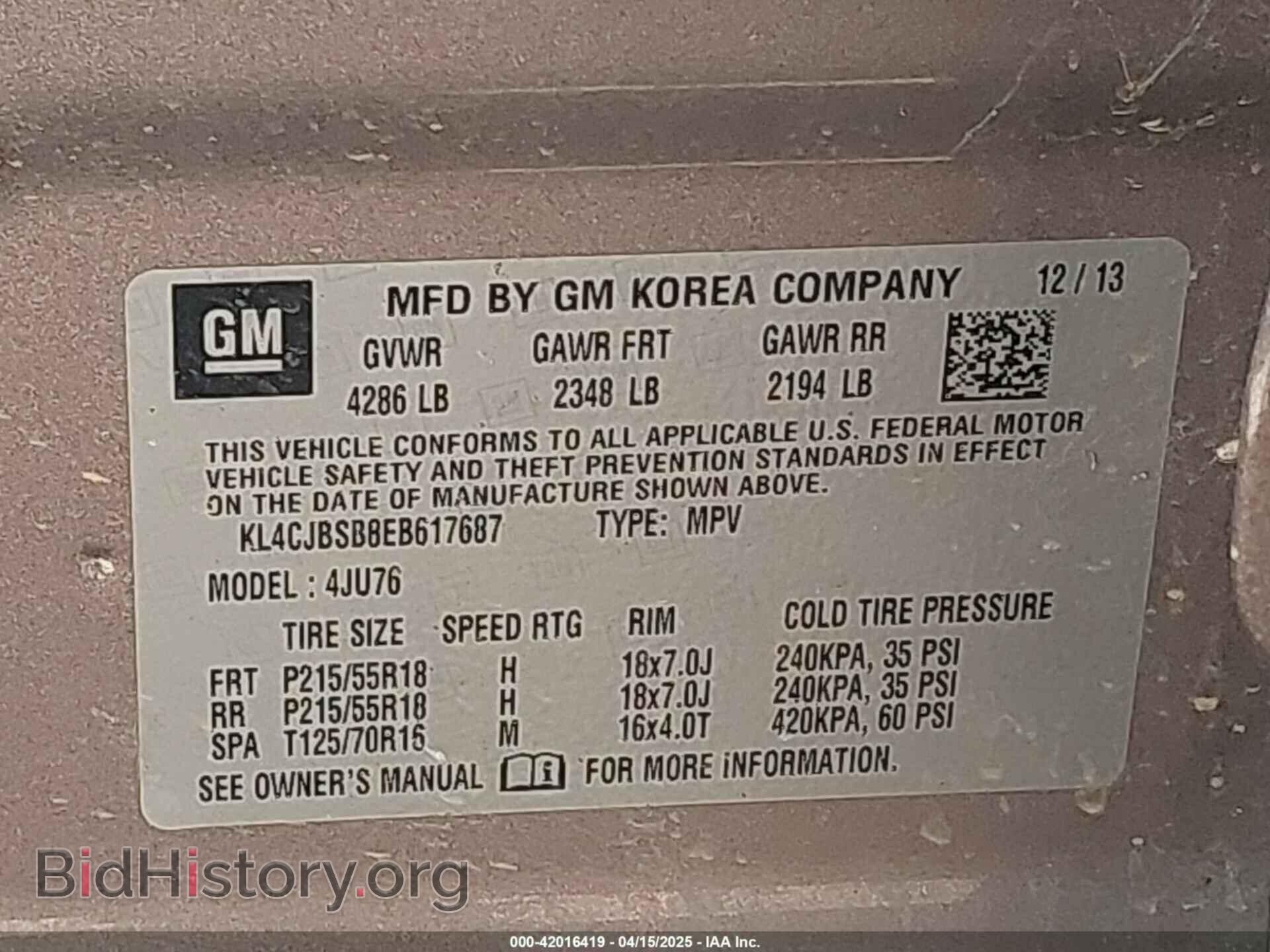 2014 BUICK ENCORE - VIN: KL4CJBSB8EB617687 - Photo 9