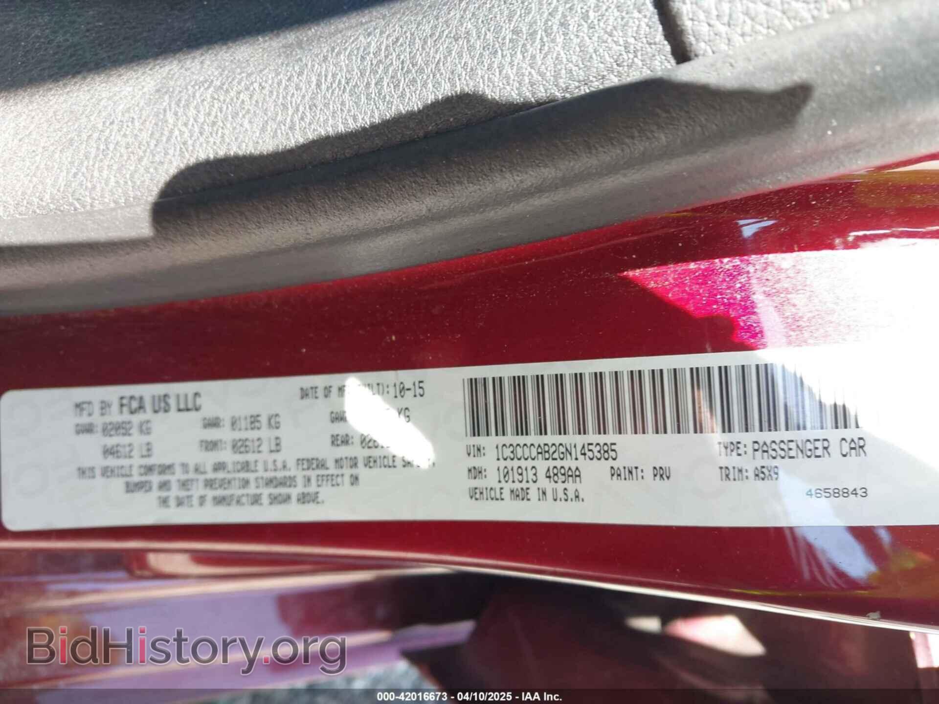 2016 CHRYSLER 200 - VIN: 1C3CCCAB2GN145385 - Фото 9
