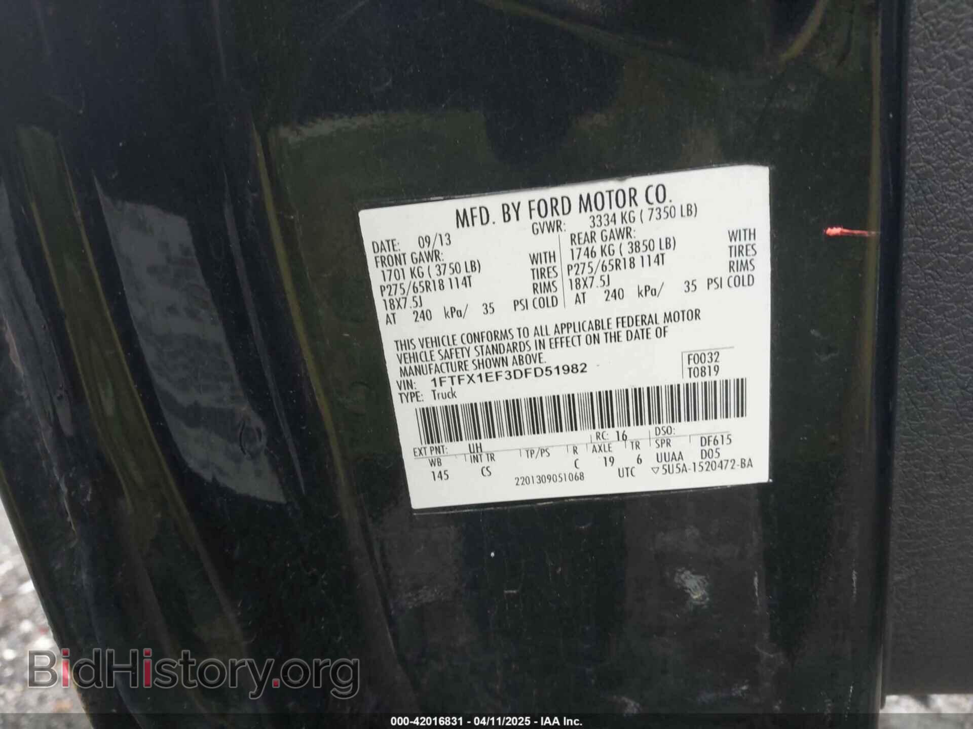 2013 FORD F-150 - VIN: 1FTFX1EF3DFD51982 - Фото 9