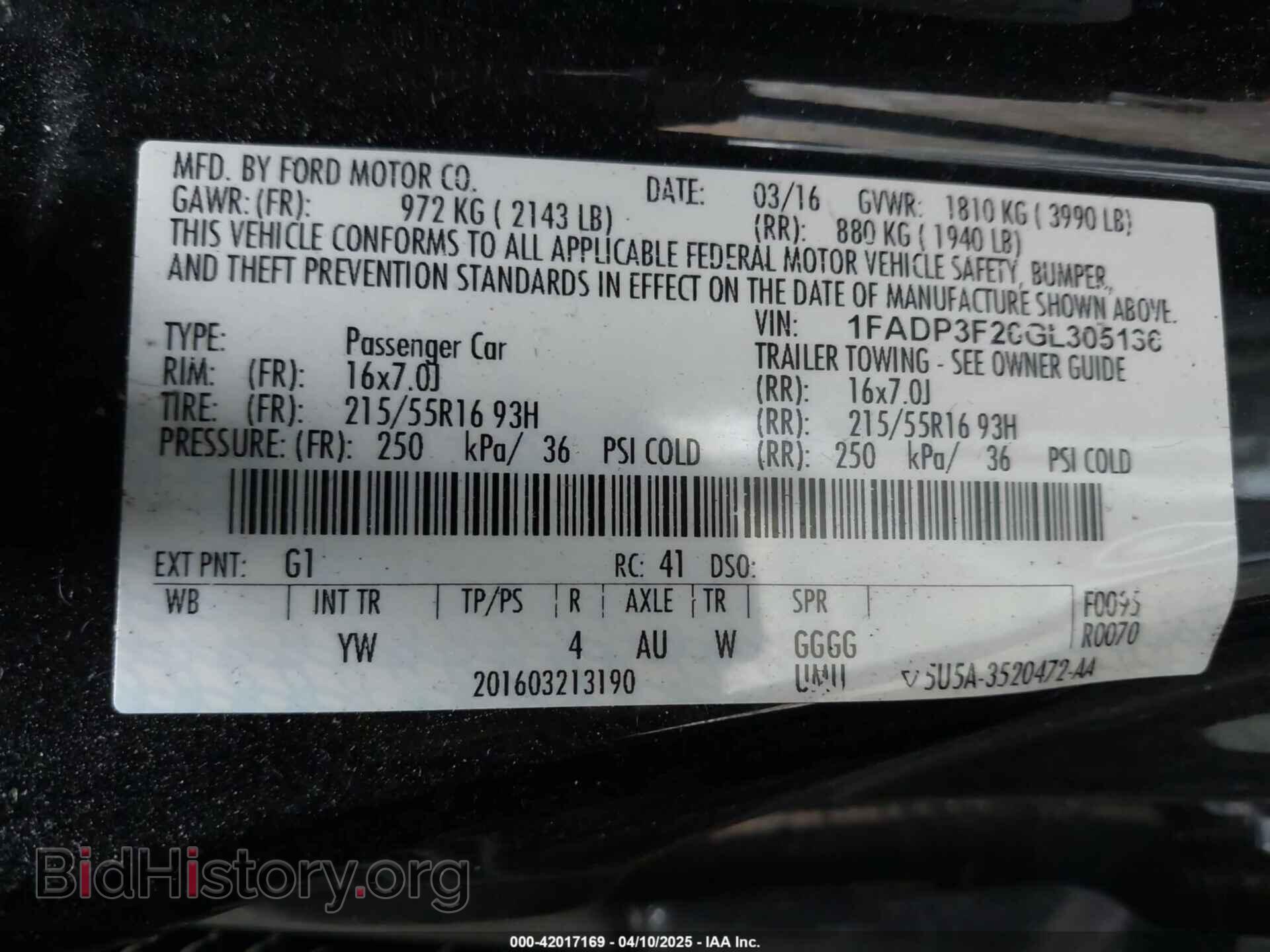 2016 FORD FOCUS - VIN: 1FADP3F26GL305136 - Фото 9