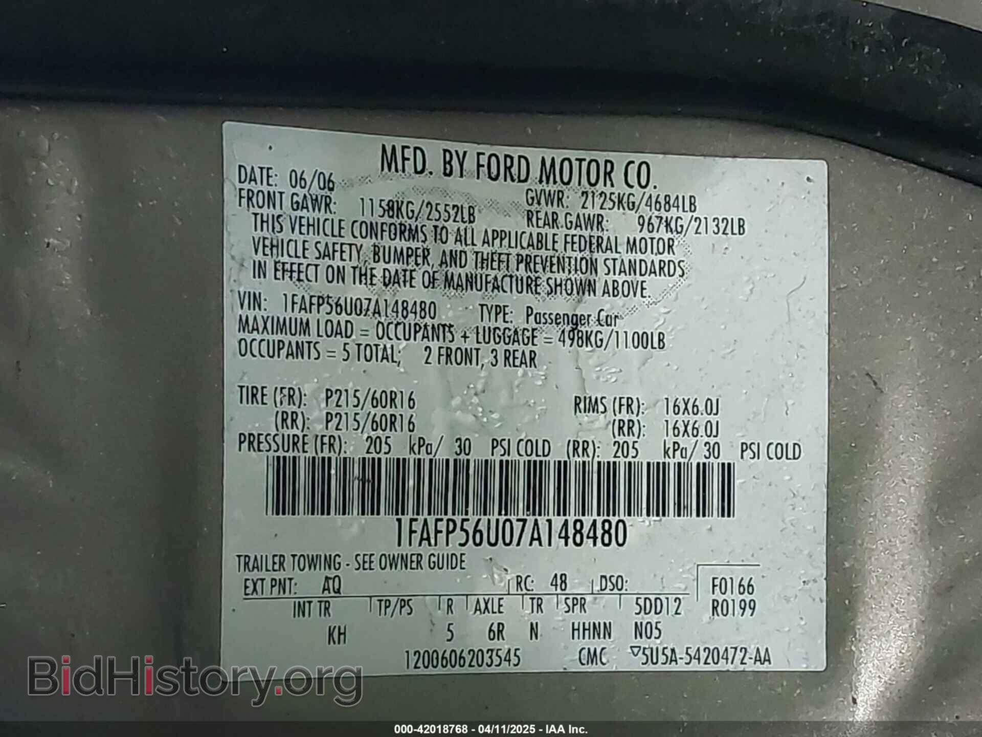 2007 FORD TAURUS - VIN: 1FAFP56U07A148480 - Photo 9