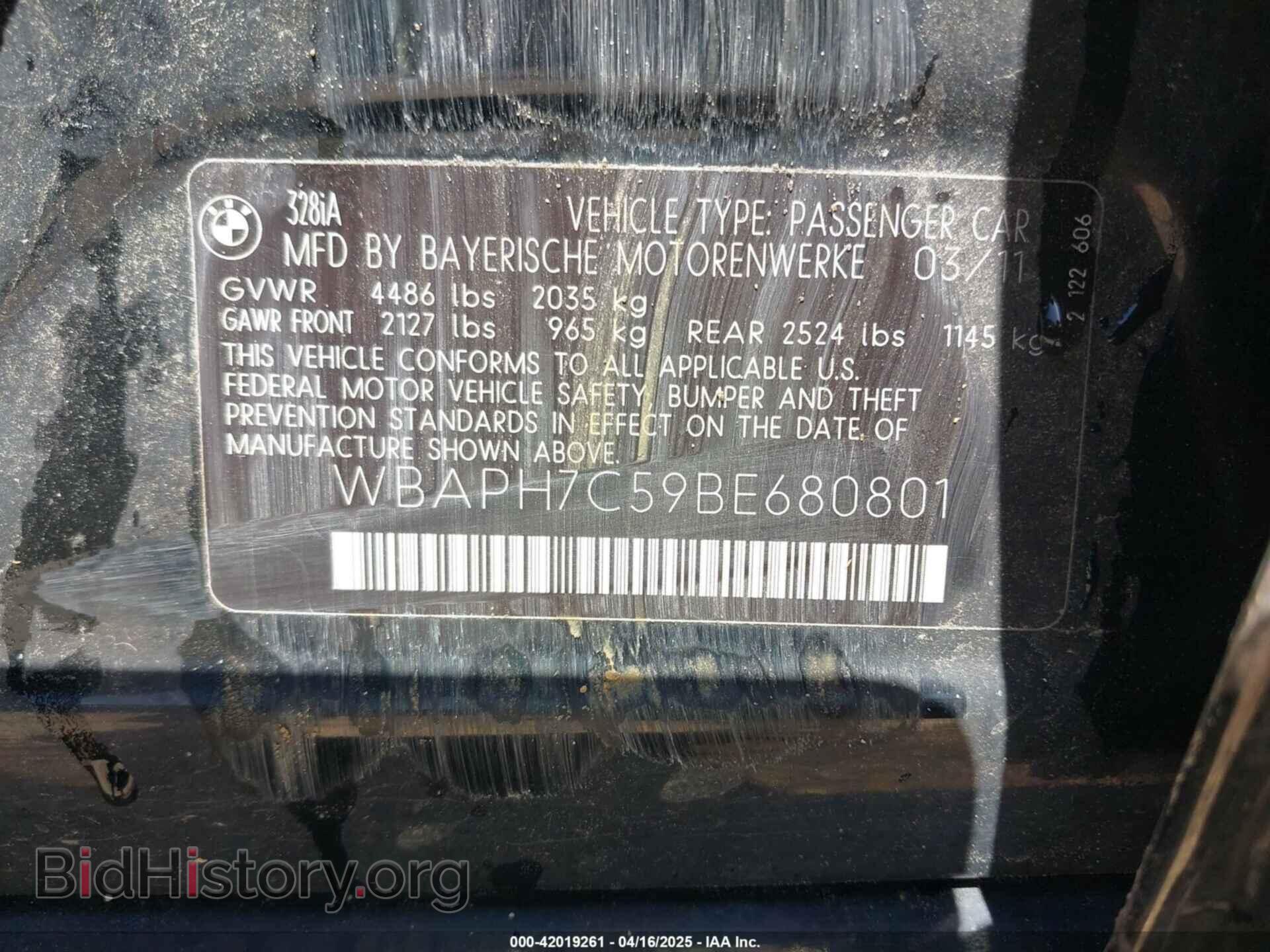 2011 BMW 328I - VIN: WBAPH7C59BE680801 - Фото 9