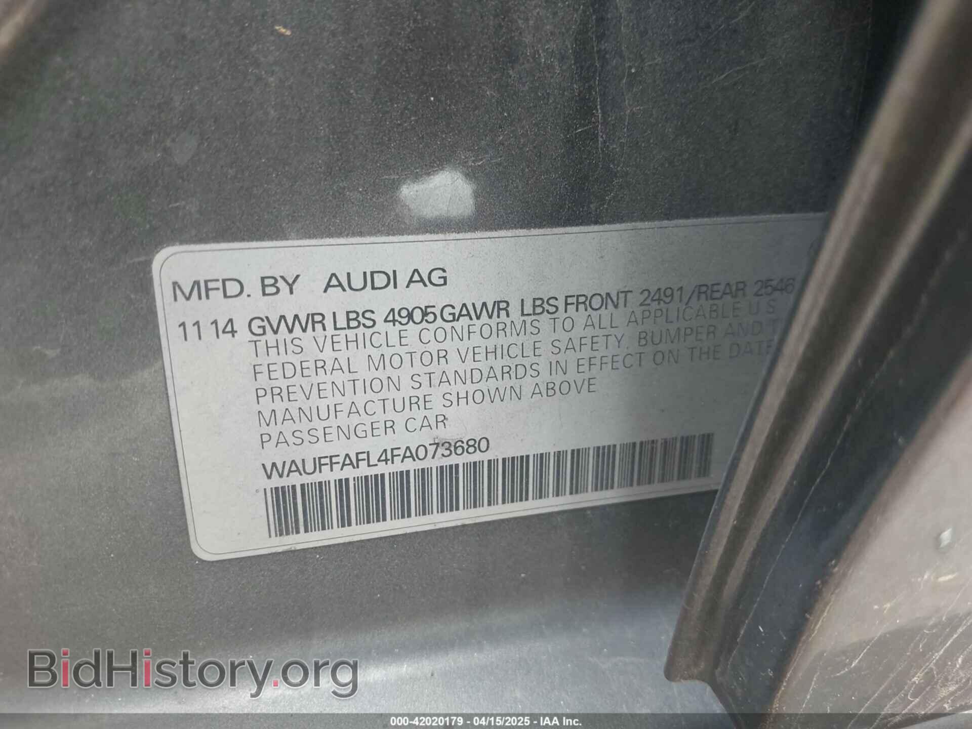 2015 AUDI A4 - VIN: WAUFFAFL4FA073680 - Фото 9