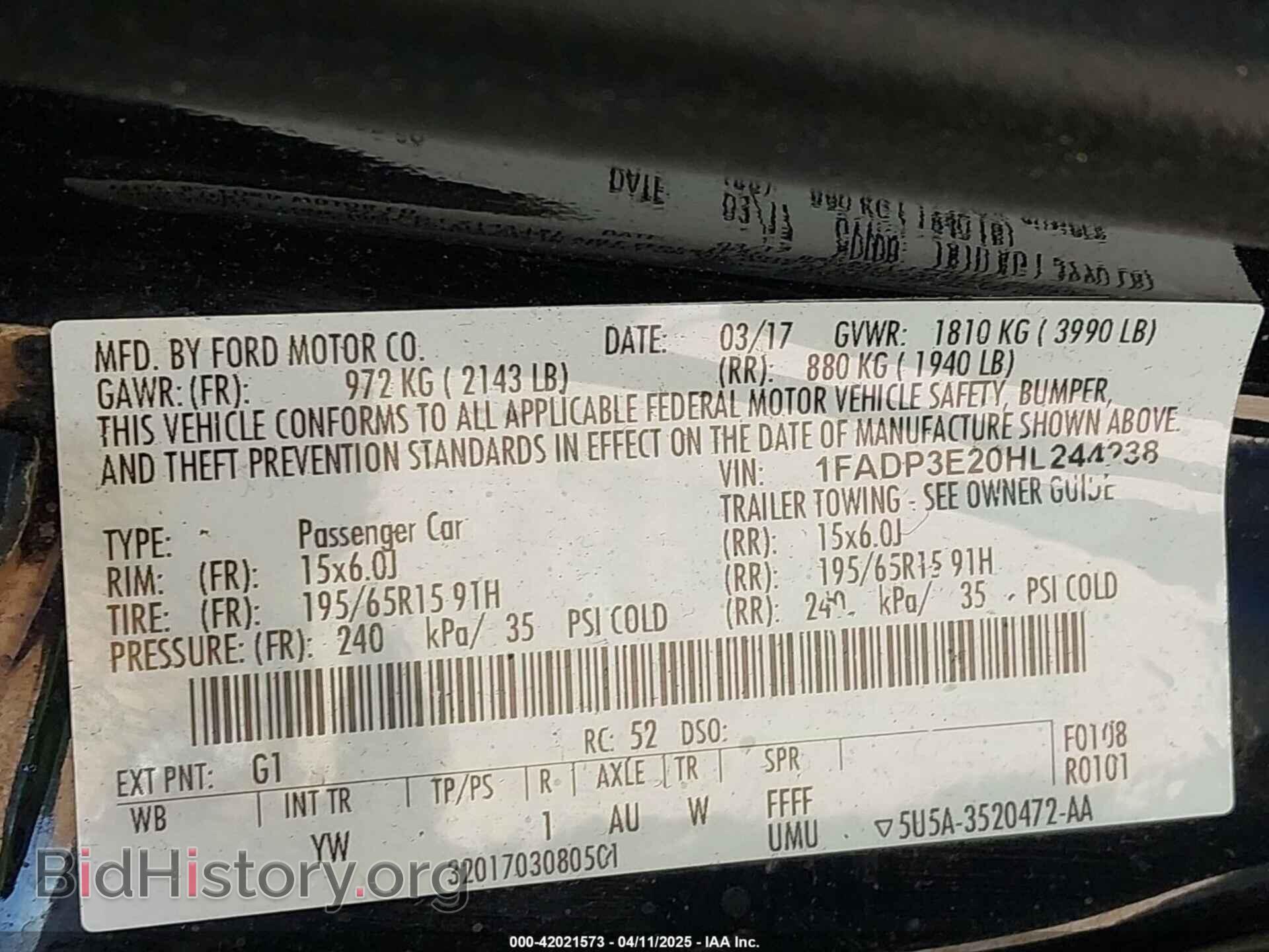 2017 FORD FOCUS - VIN: 1FADP3E20HL244238 - Фото 9
