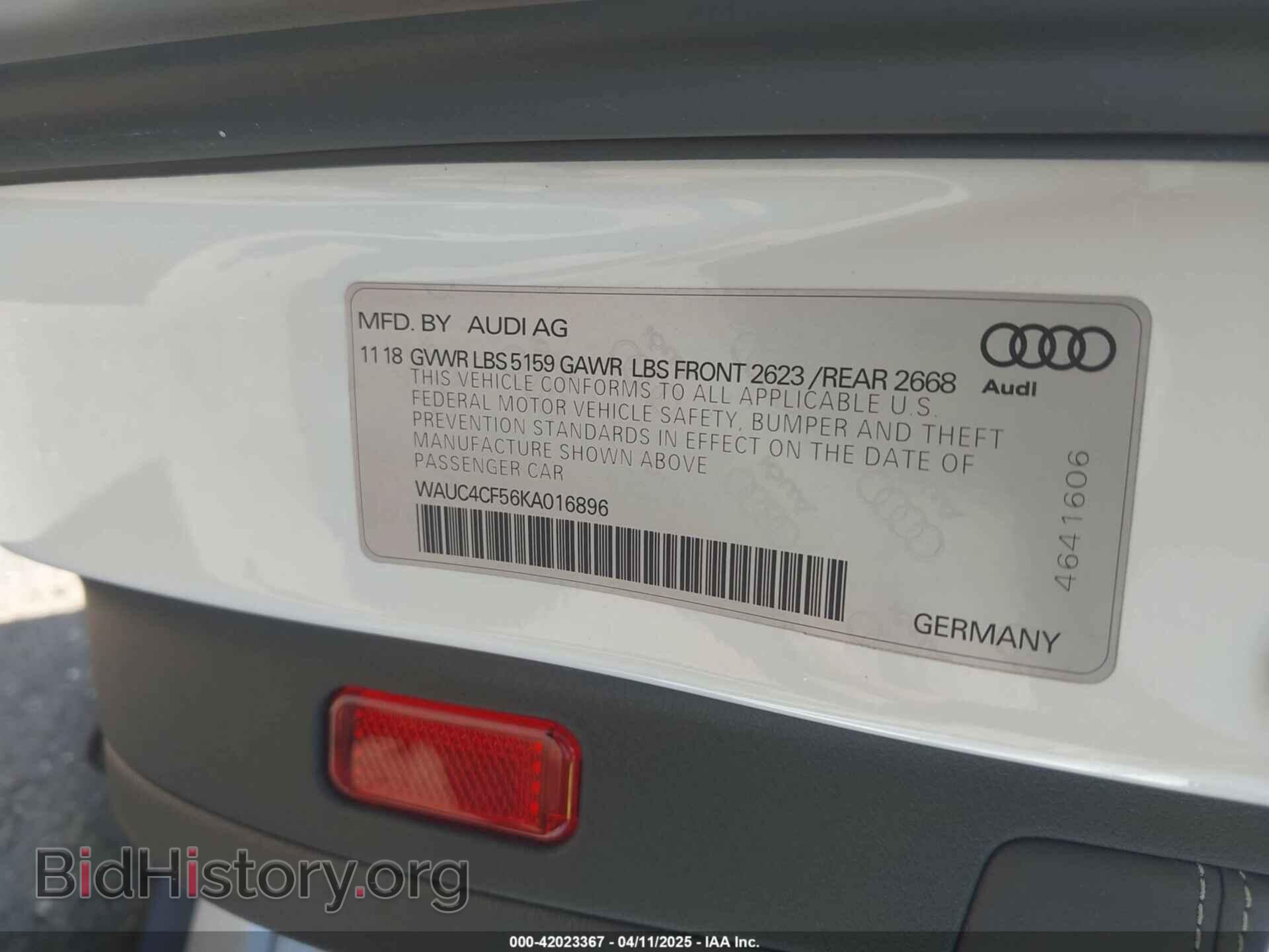 2019 AUDI S5 - VIN: WAUC4CF56KA016896 - Фото 9