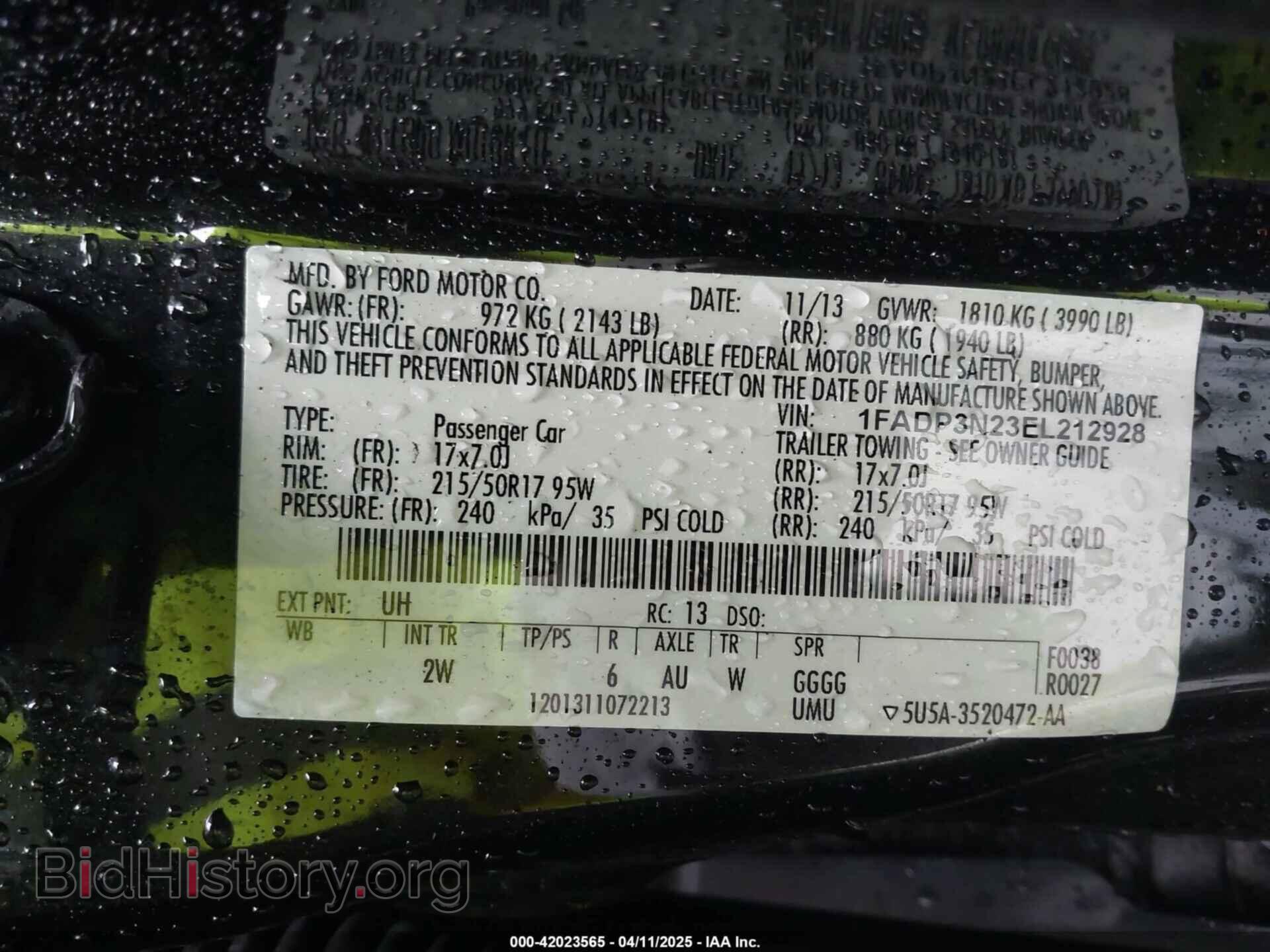 2014 FORD FOCUS - VIN: 1FADP3N23EL212928 - Фото 9