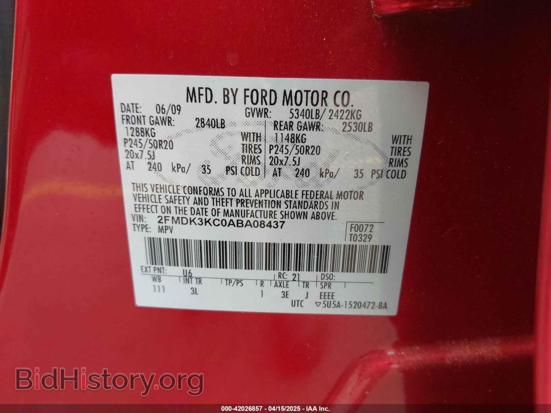 2010 FORD EDGE - VIN: 2FMDK3KC0ABA08437 - Photo 9
