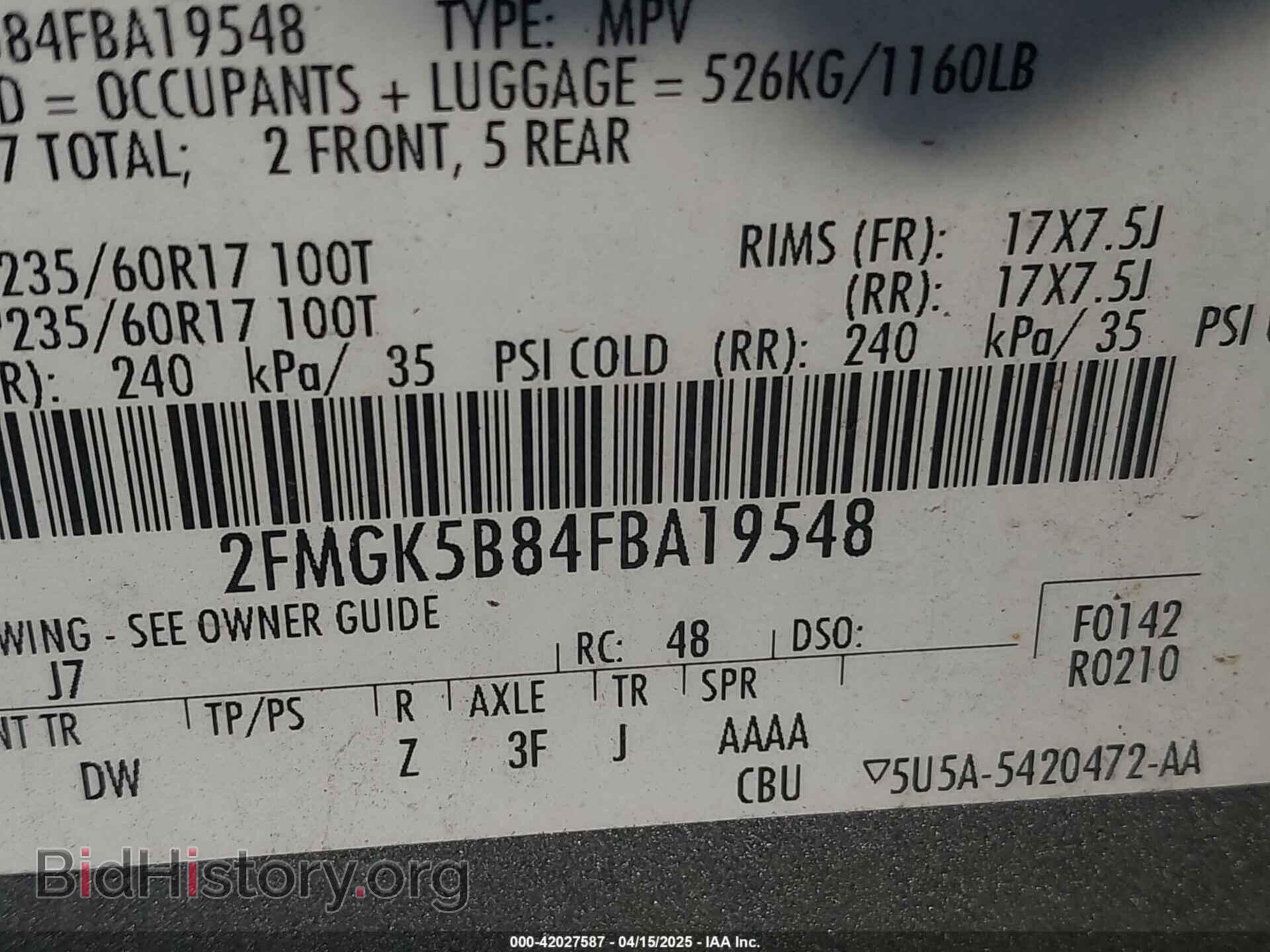 2015 FORD FLEX - VIN: 2FMGK5B84FBA19548 - Photo 9