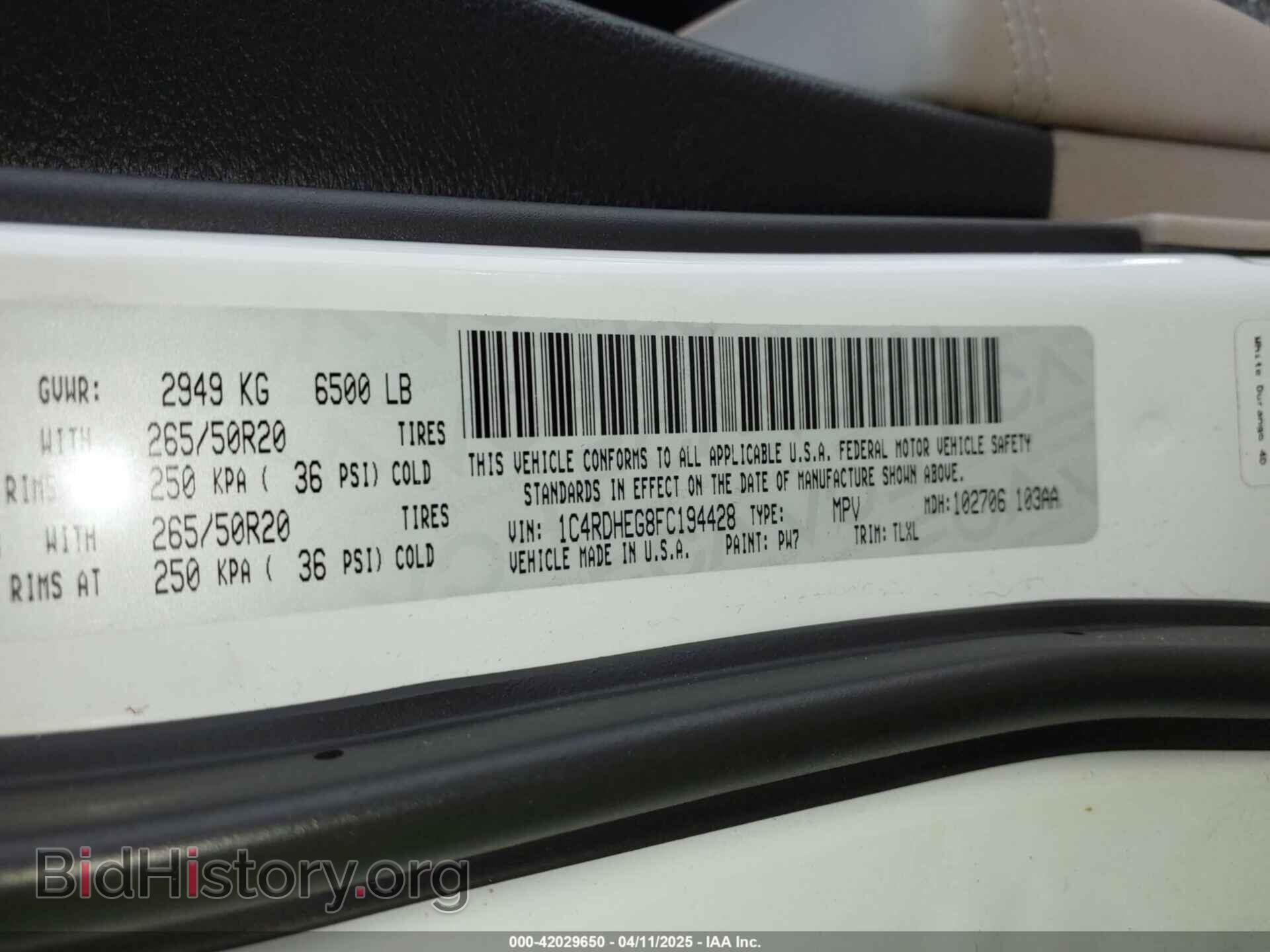 2015 DODGE DURANGO - VIN: 1C4RDHEG8FC194428 - Фото 9