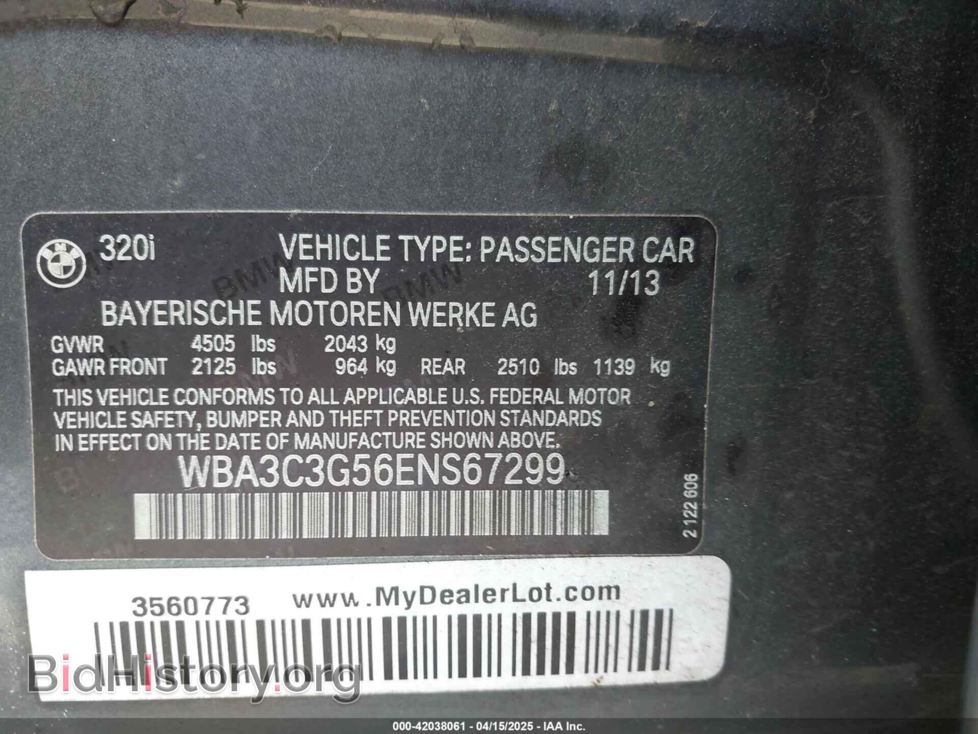 2014 BMW 320I - VIN: WBA3C3G56ENS67299 - Фото 9