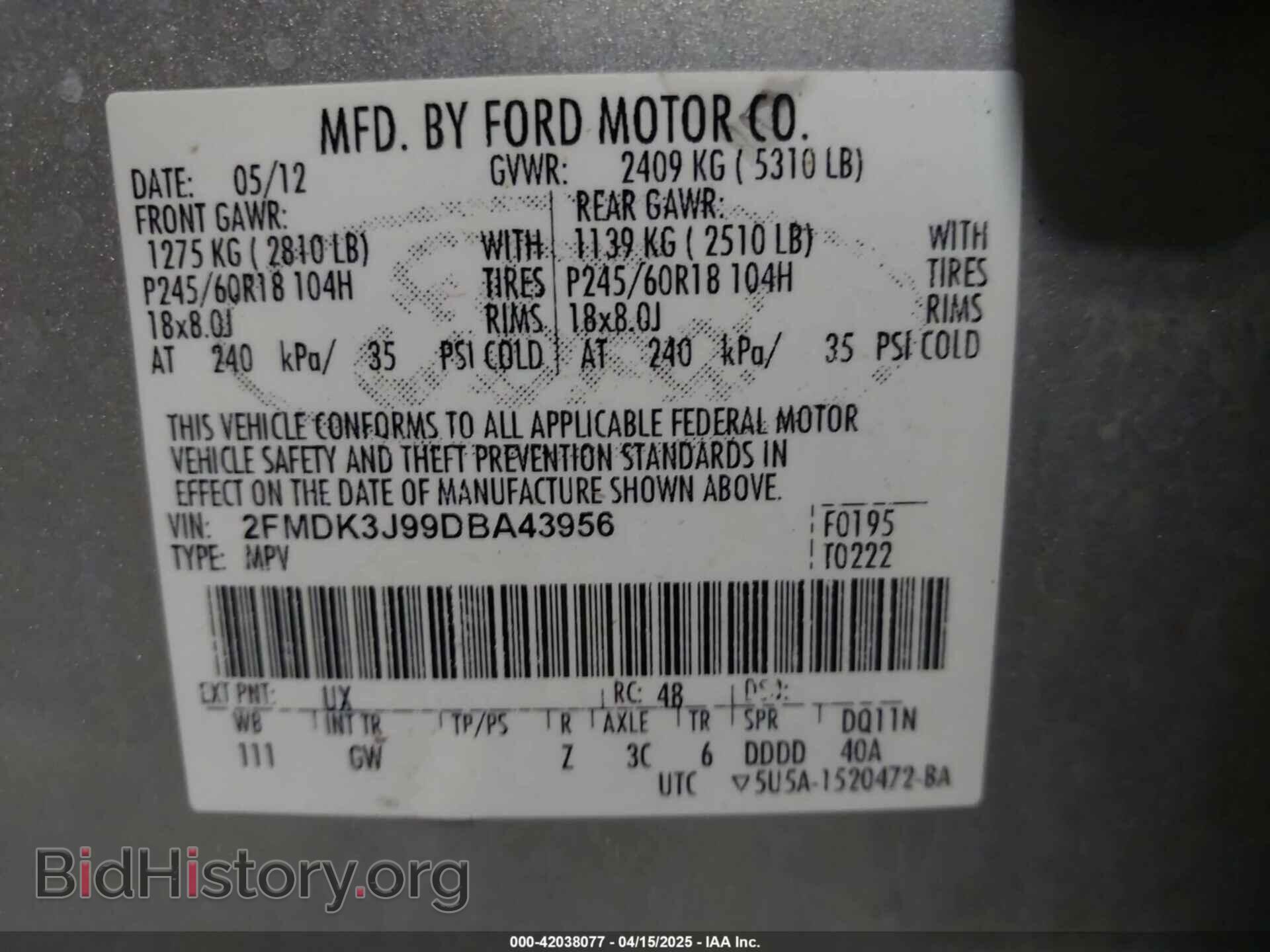 2013 FORD EDGE - VIN: 2FMDK3J99DBA43956 - Photo 9