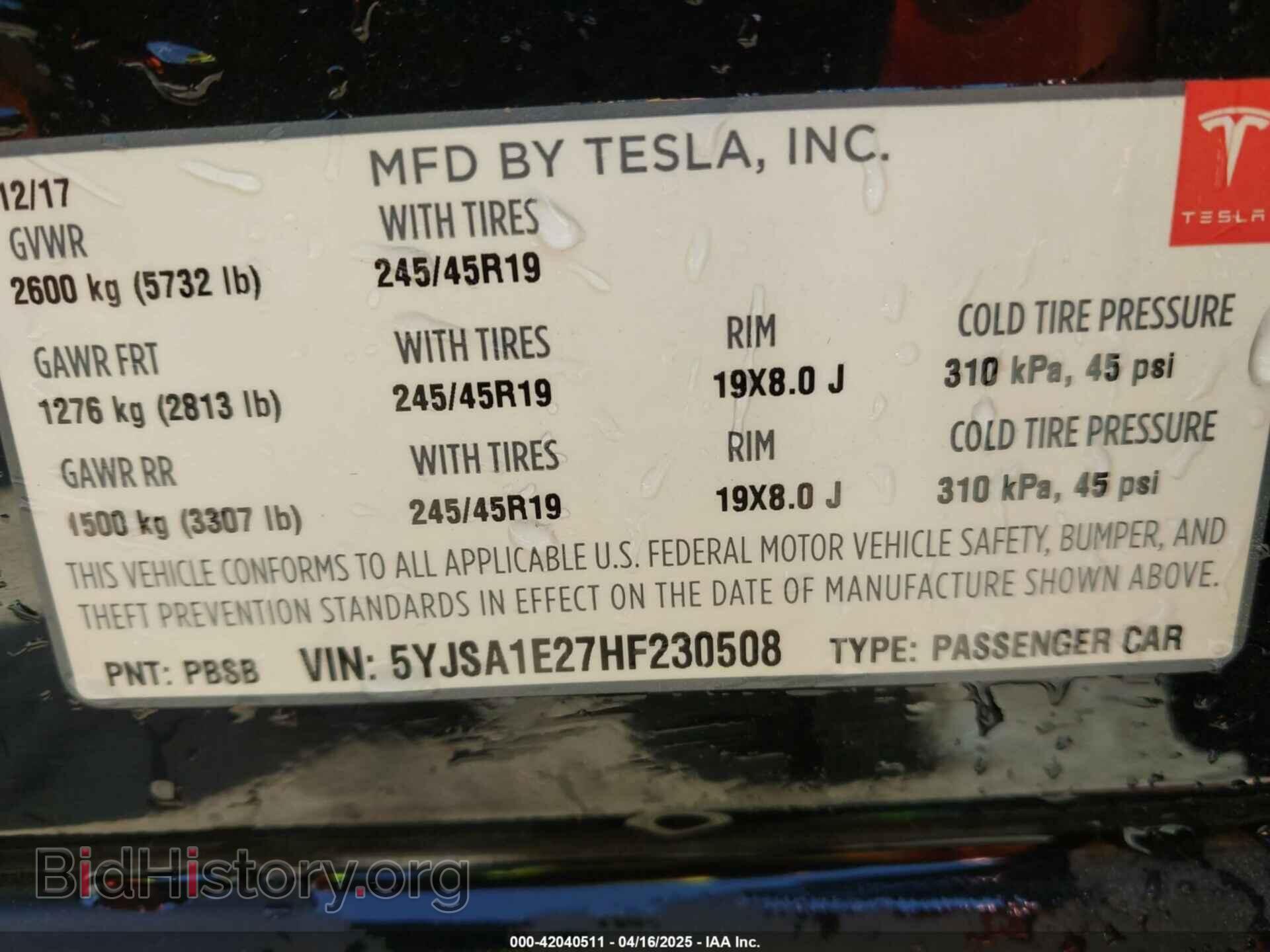 2017 TESLA MODEL S - VIN: 5YJSA1E27HF230508 - Photo 9