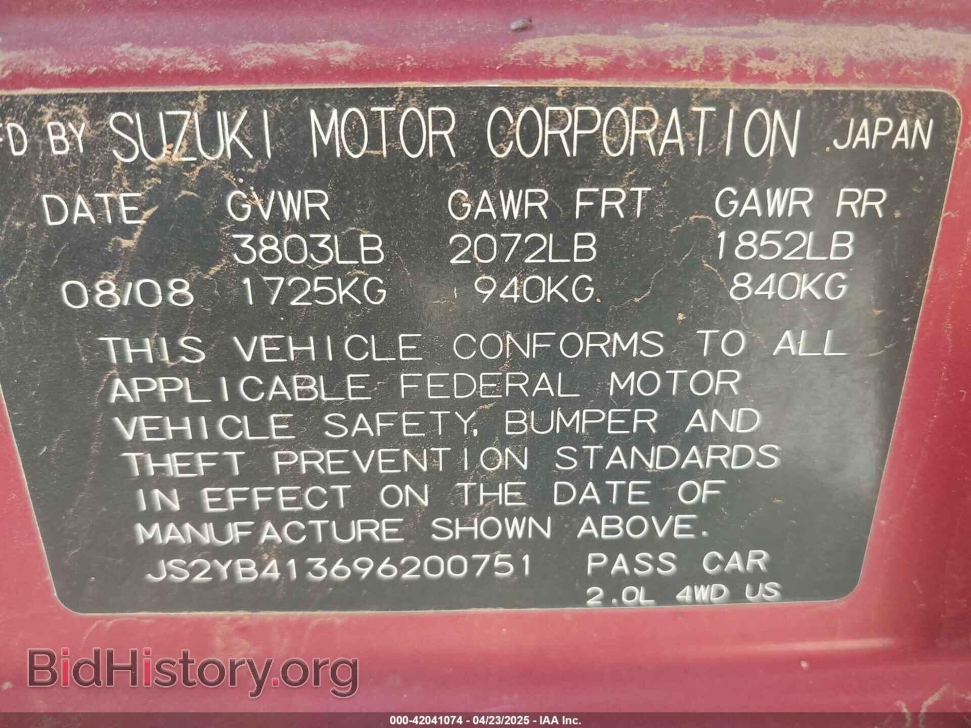 2009 SUZUKI SX4 - VIN: JS2YB413696200751 - Photo 9