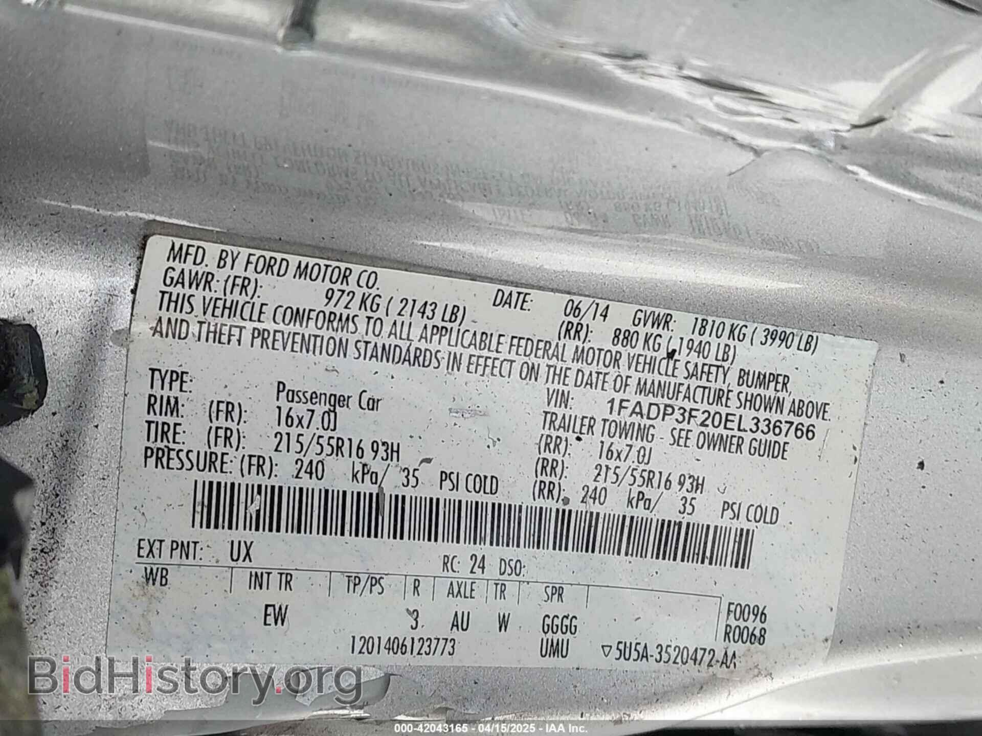2014 FORD FOCUS - VIN: 1FADP3F20EL336766 - Фото 9