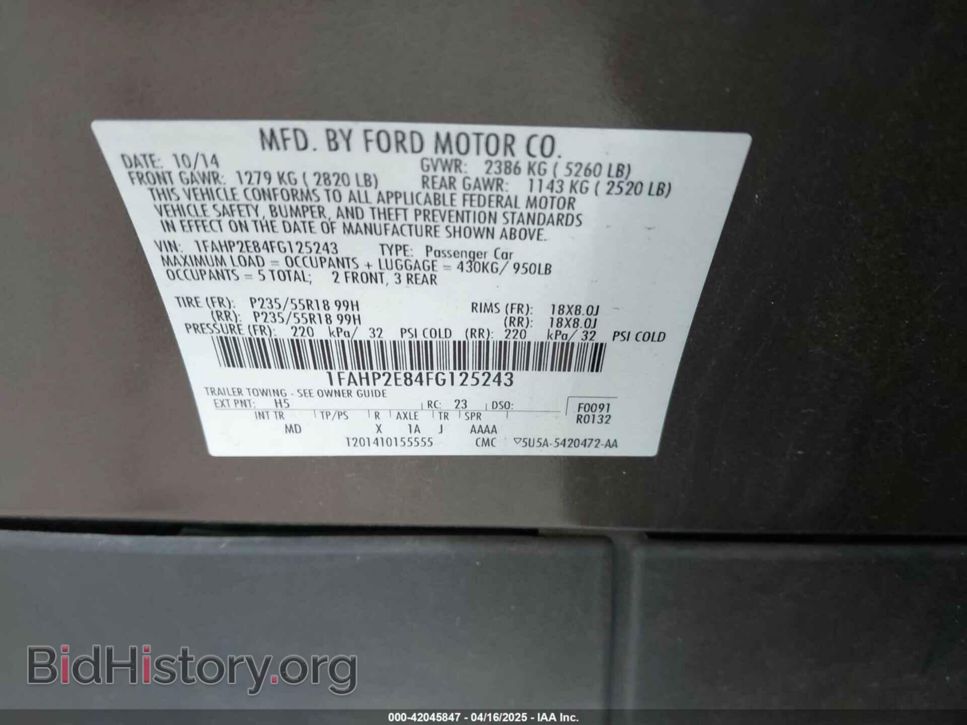 2015 FORD TAURUS - VIN: 1FAHP2E84FG125243 - Photo 9