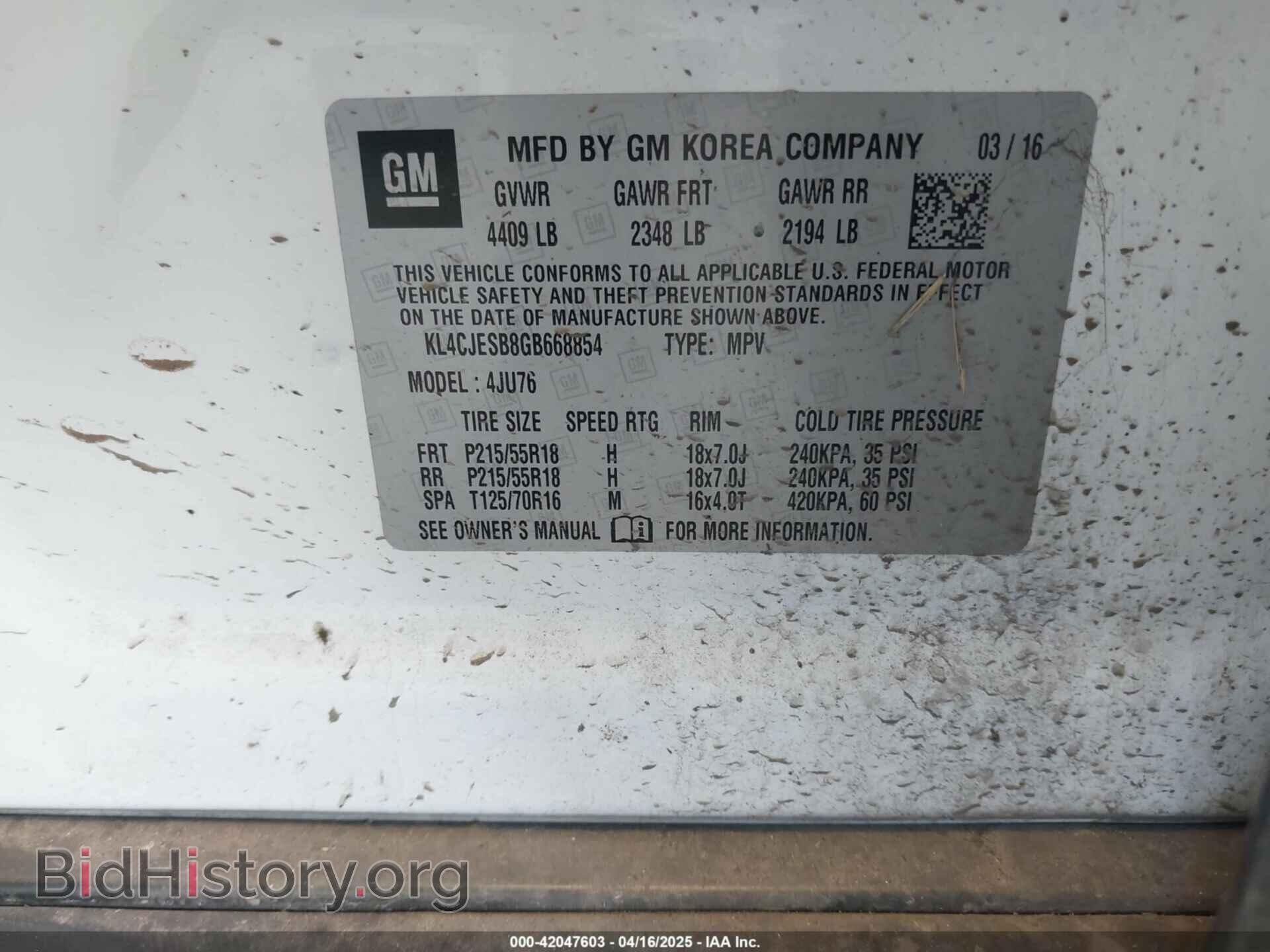 2016 BUICK ENCORE - VIN: KL4CJESB8GB668854 - Photo 9