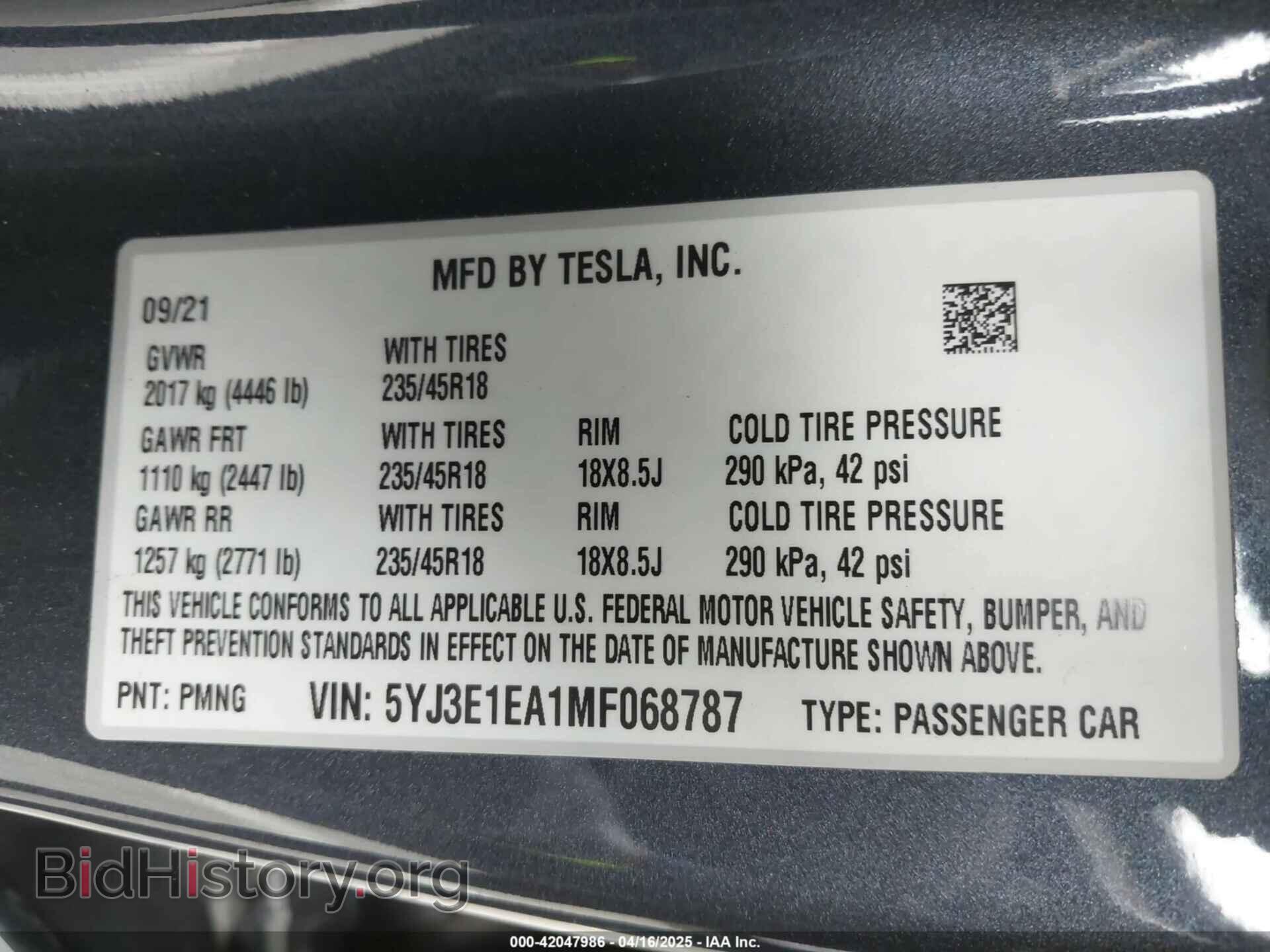 2021 TESLA MODEL 3 - VIN: 5YJ3E1EA1MF068787 - Photo 9