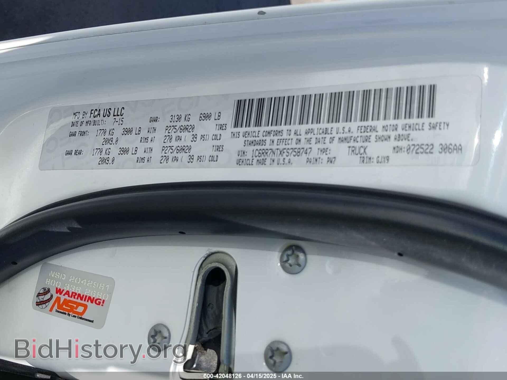 2015 RAM 1500 - VIN: 1C6RR7NTXFS758747 - Фото 9