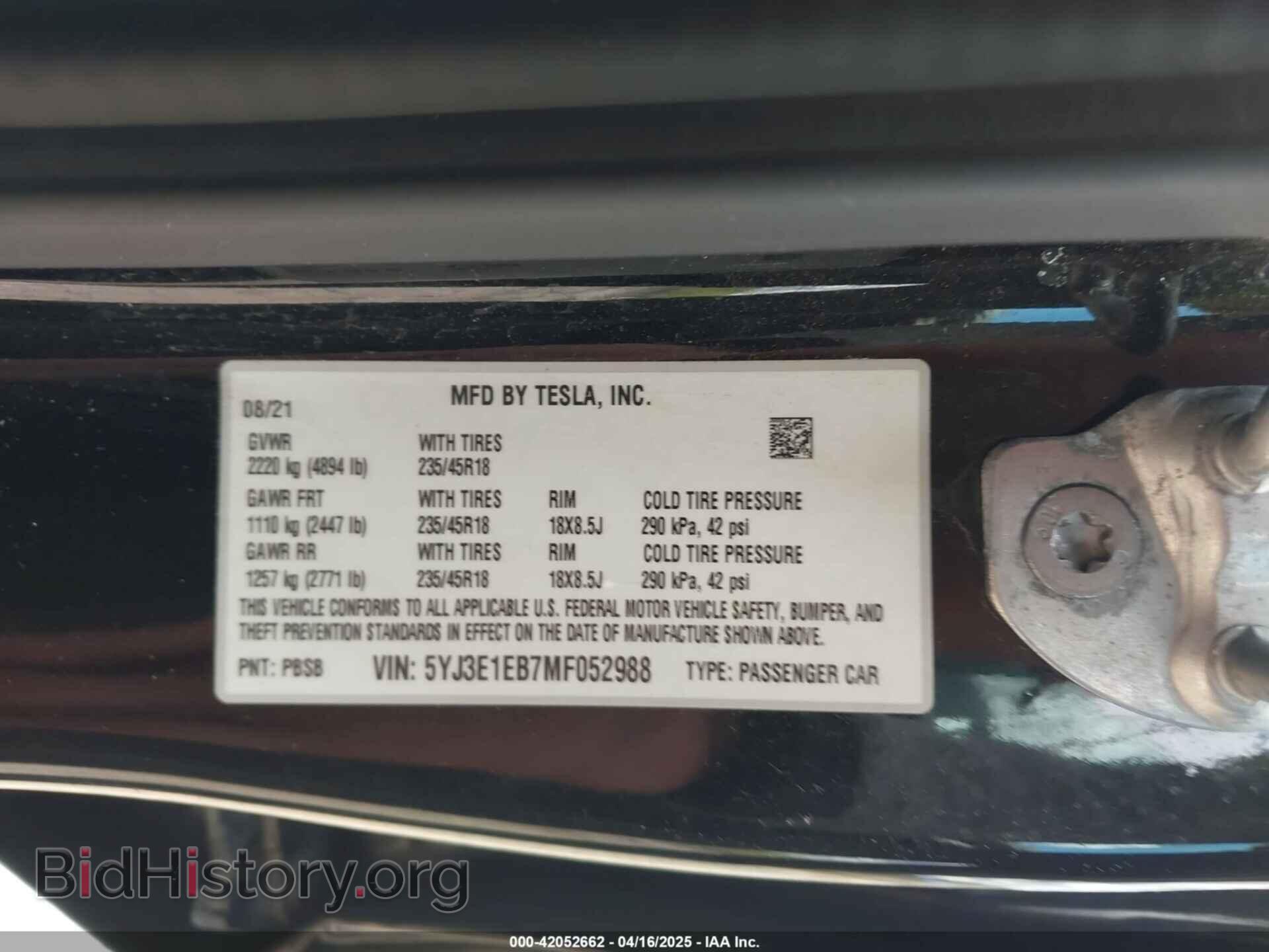 2021 TESLA MODEL 3 - VIN: 5YJ3E1EB7MF052988 - Photo 9