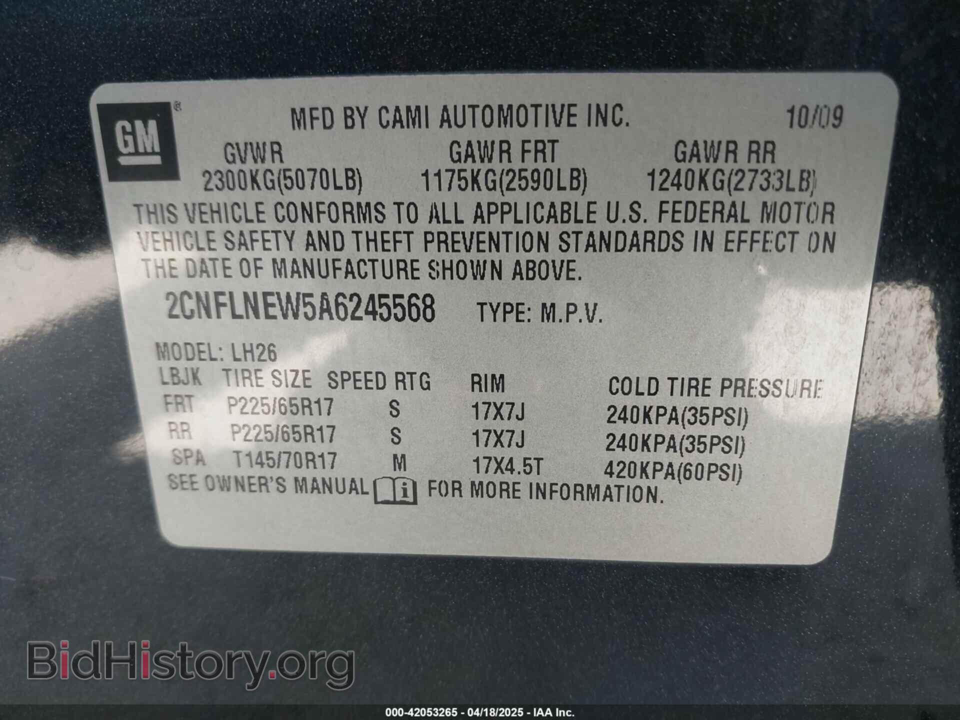 2010 CHEVROLET EQUINOX - VIN: 2CNFLNEW5A6245568 - Фото 9