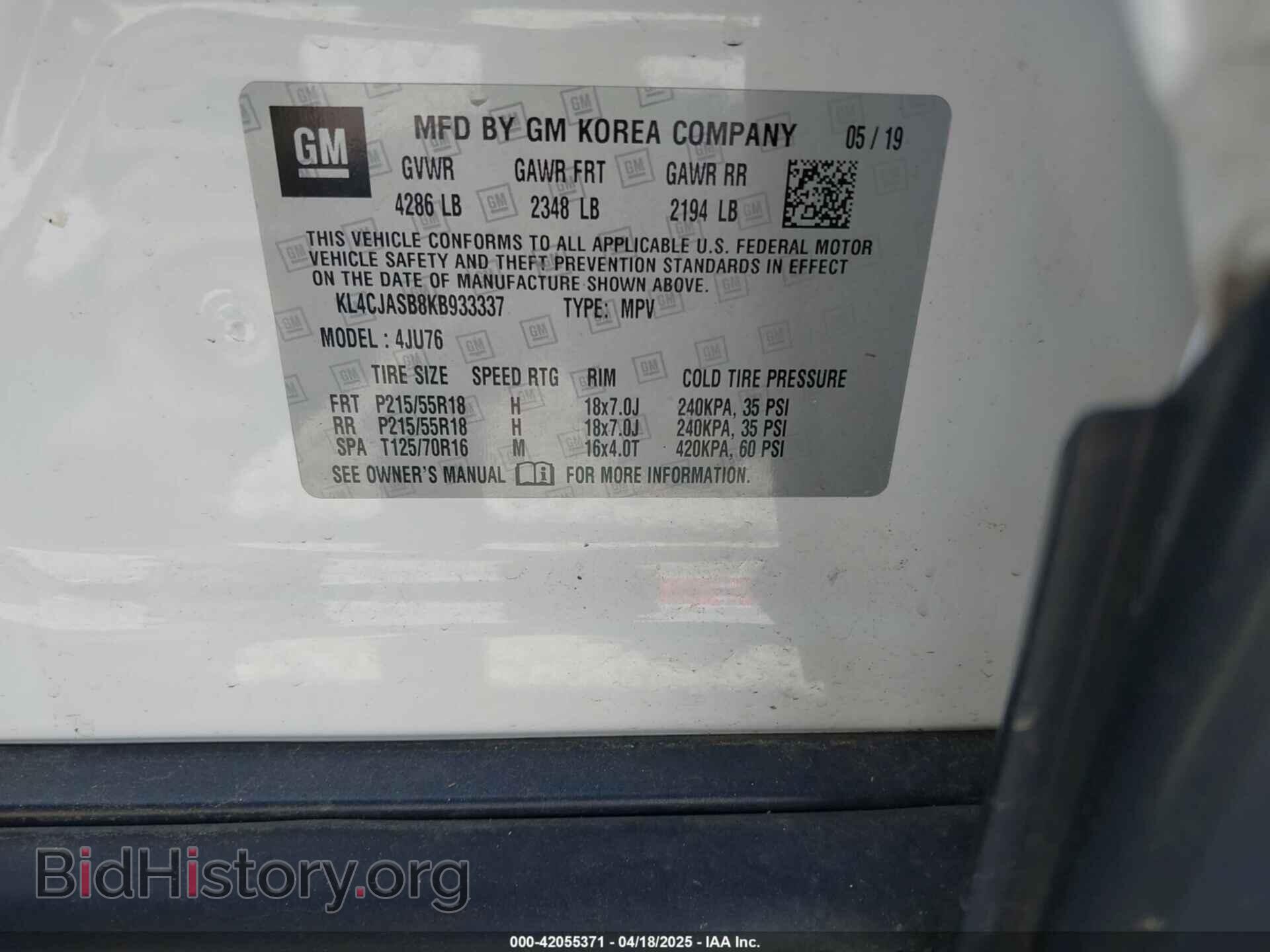 2019 BUICK ENCORE - VIN: KL4CJASB8KB933337 - Фото 9