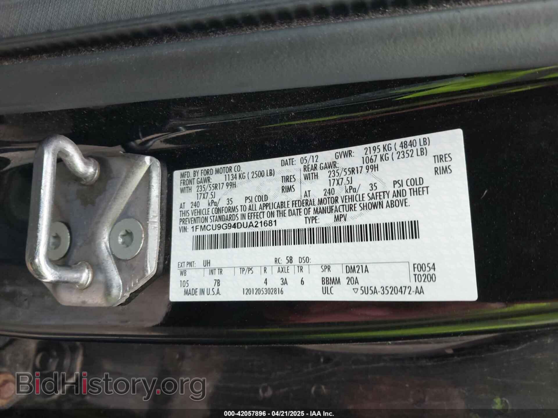 2013 FORD ESCAPE - VIN: 1FMCU9G94DUA21681 - Фото 9
