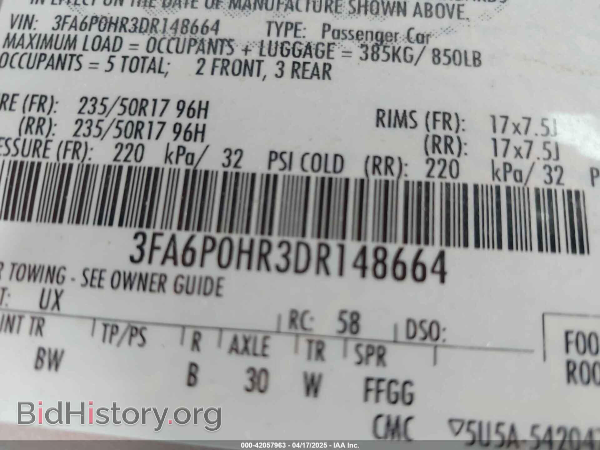 2013 FORD FUSION - VIN: 3FA6P0HR3DR148664 - Фото 9
