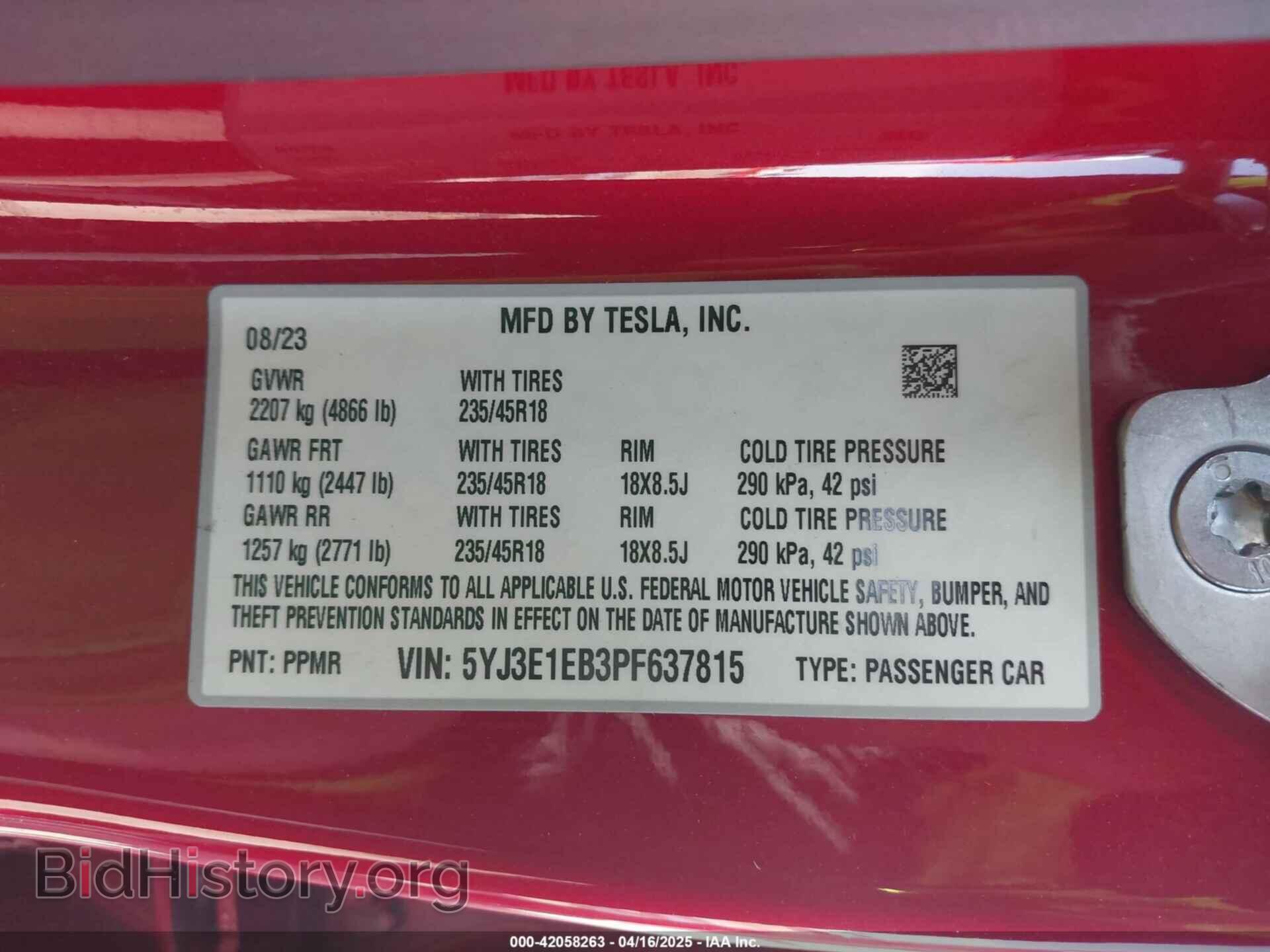 2023 TESLA MODEL 3 - VIN: 5YJ3E1EB3PF637815 - Фото 9