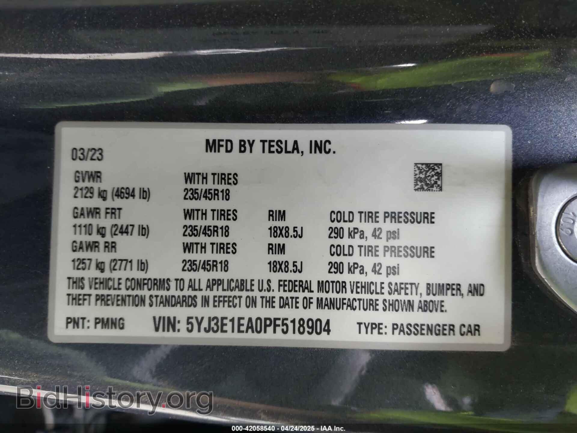 2023 TESLA MODEL 3 - VIN: 5YJ3E1EA0PF518904 - Фото 9