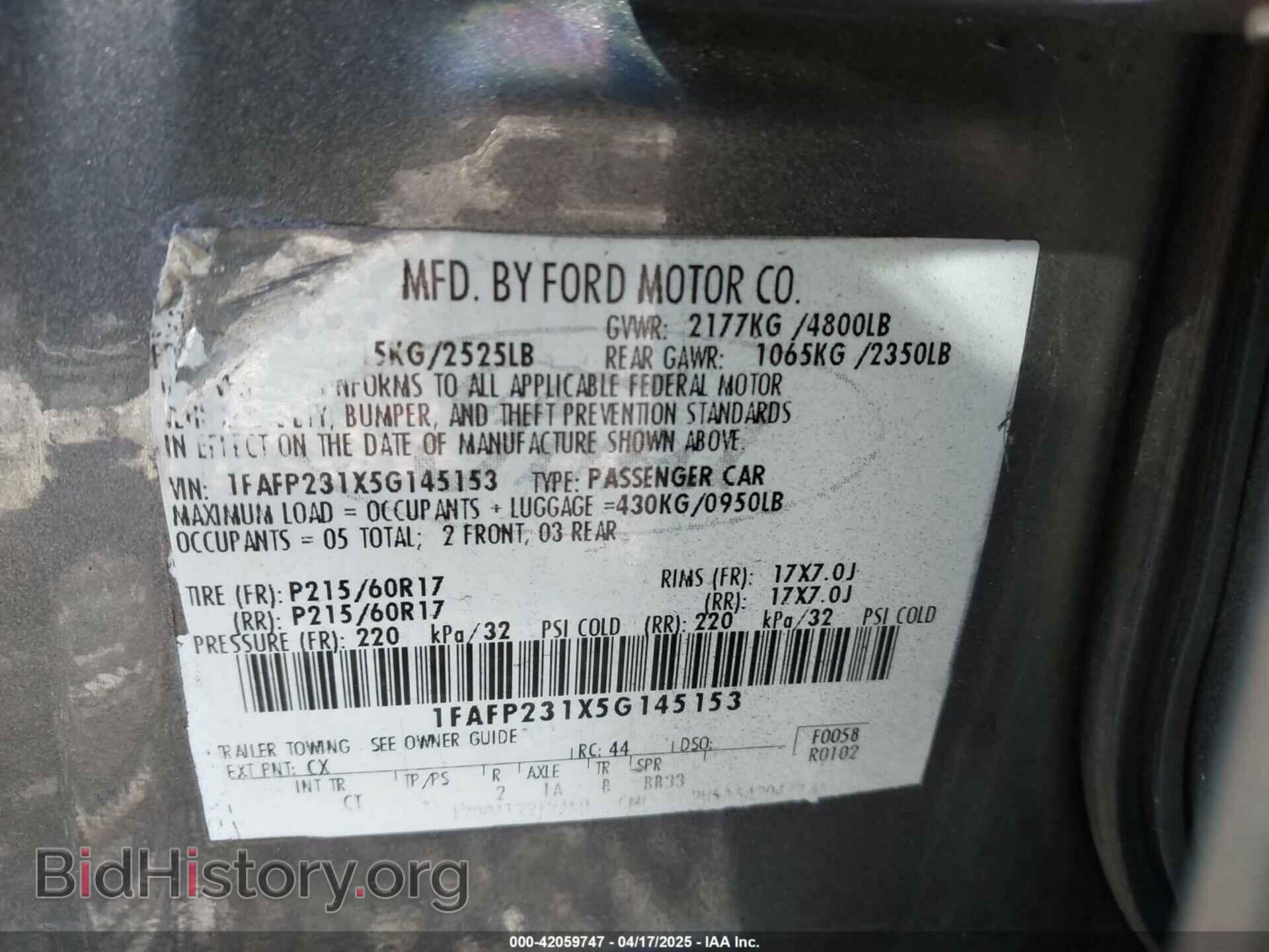 2005 FORD FIVE HUNDRED - VIN: 1FAFP231X5G145153 - Photo 9