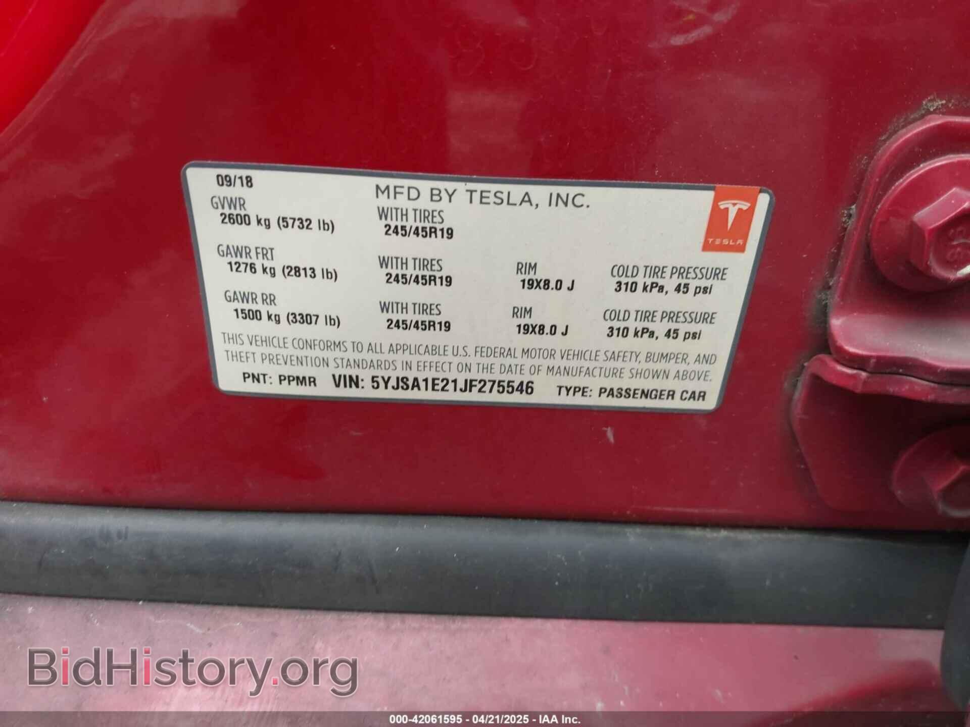 2018 TESLA MODEL S - VIN: 5YJSA1E21JF275546 - Photo 9