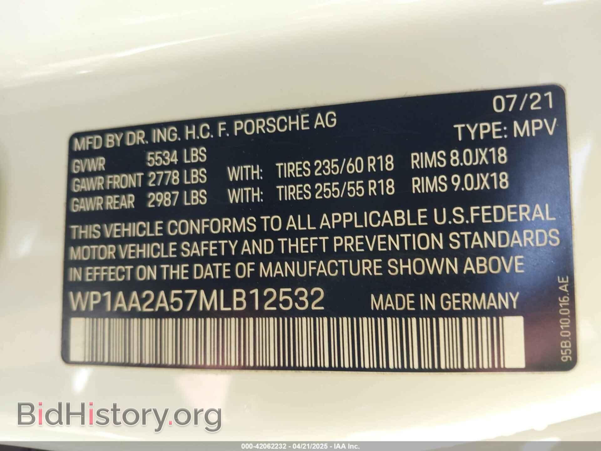 2021 PORSCHE MACAN - VIN: WP1AA2A57MLB12532 - Фото 9