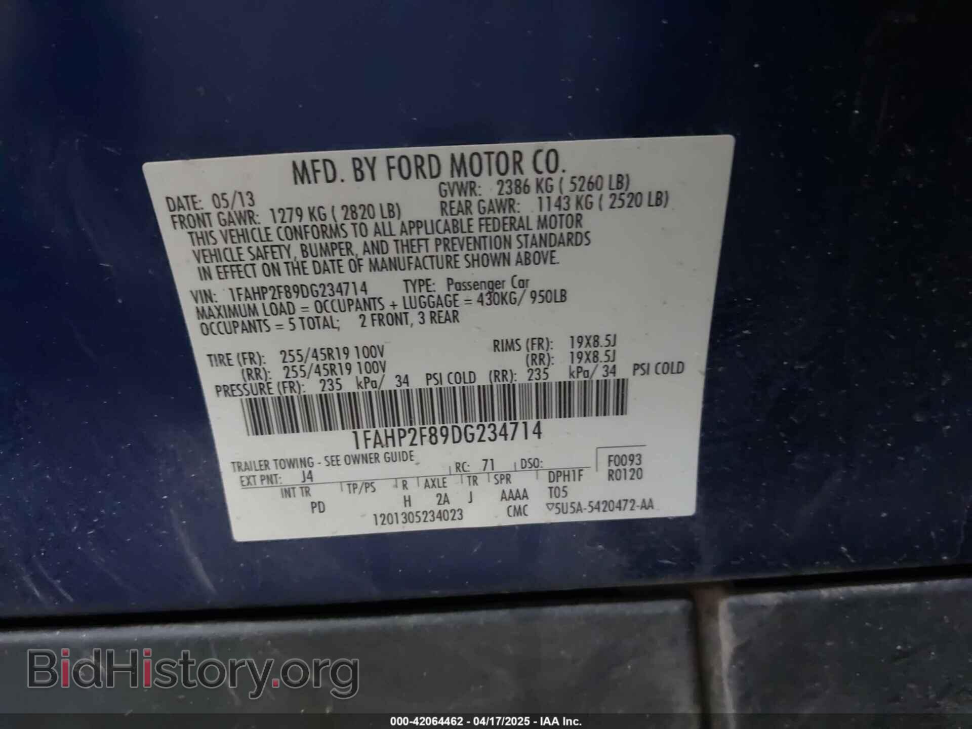 2013 FORD TAURUS - VIN: 1FAHP2F89DG234714 - Фото 9