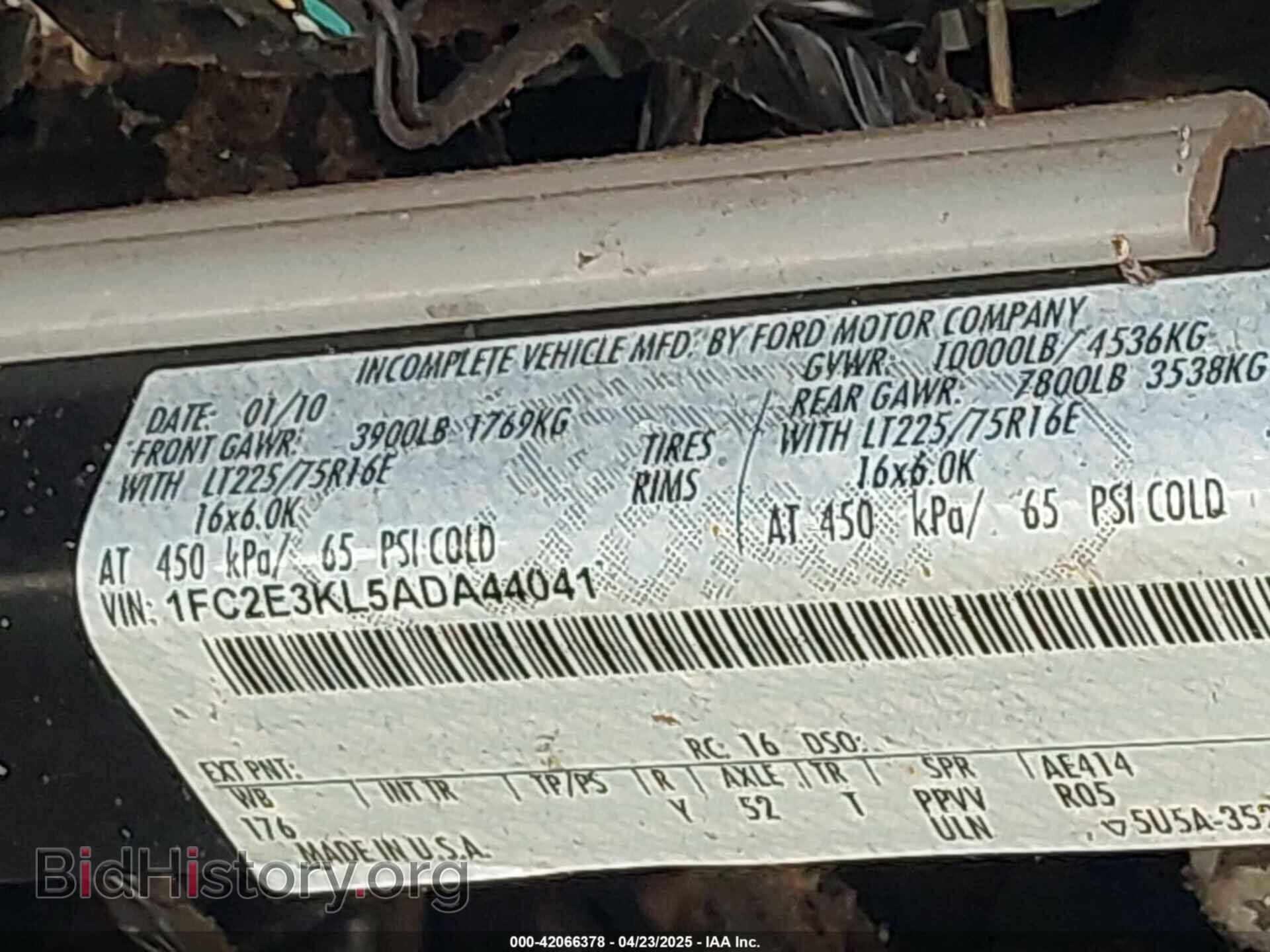 2010 FORD E-350 STRIPPED - VIN: 1FC2E3KL5ADA44041 - Photo 9